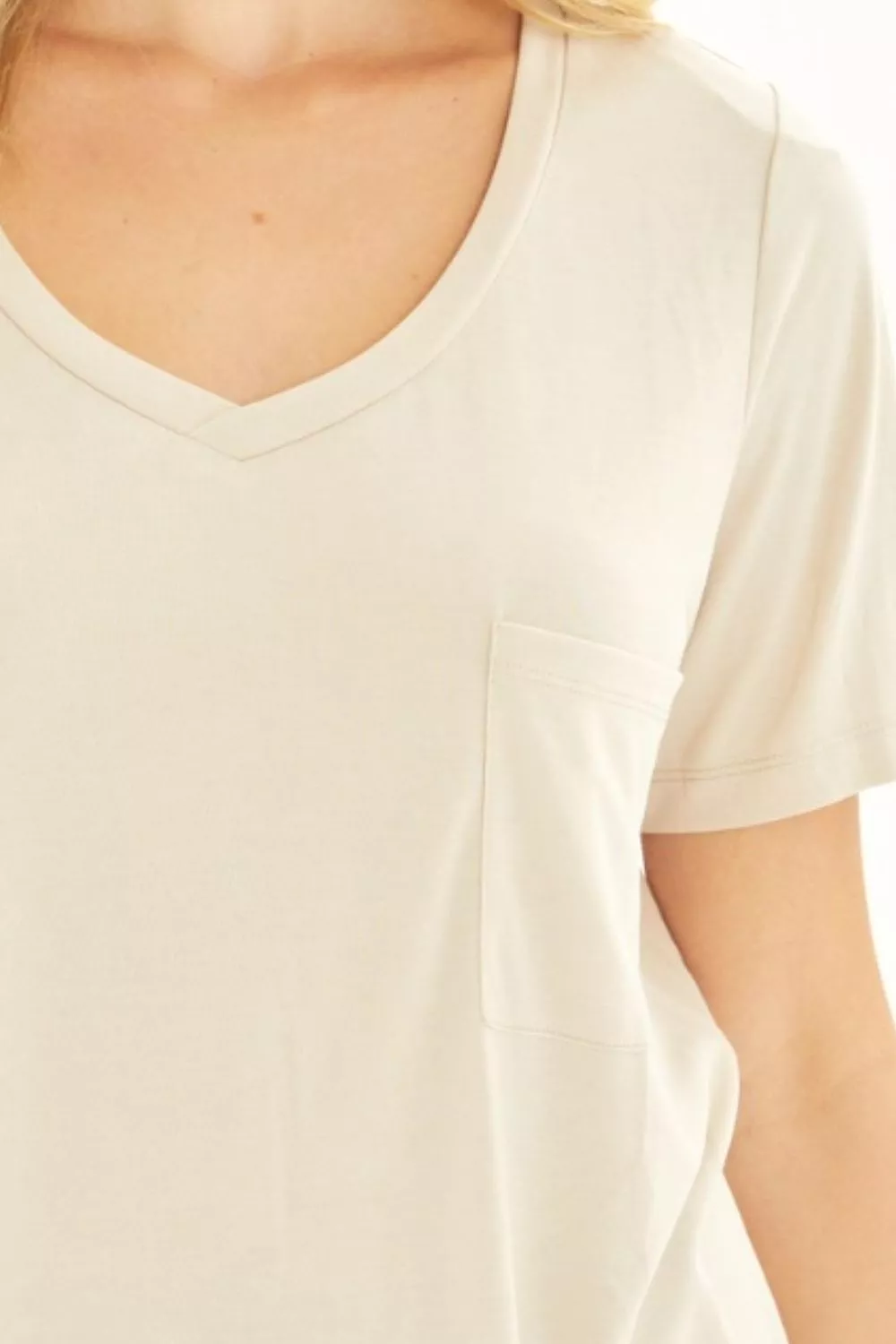 Sand V-Neck Short Sleeve T-Shirt