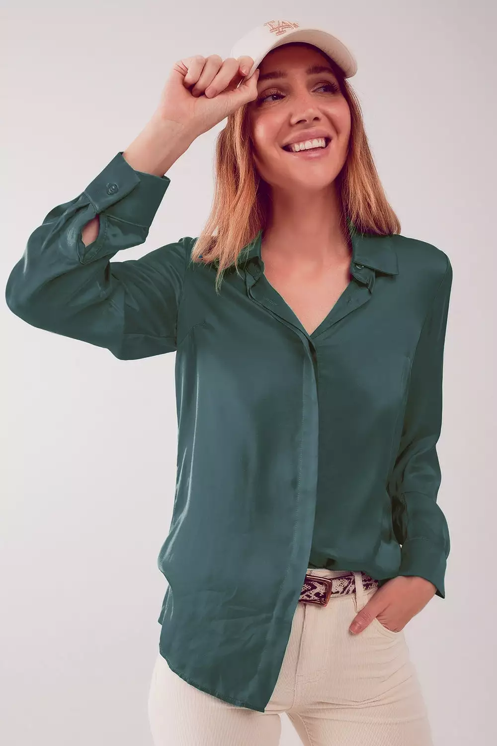 Satin Shirt in Green