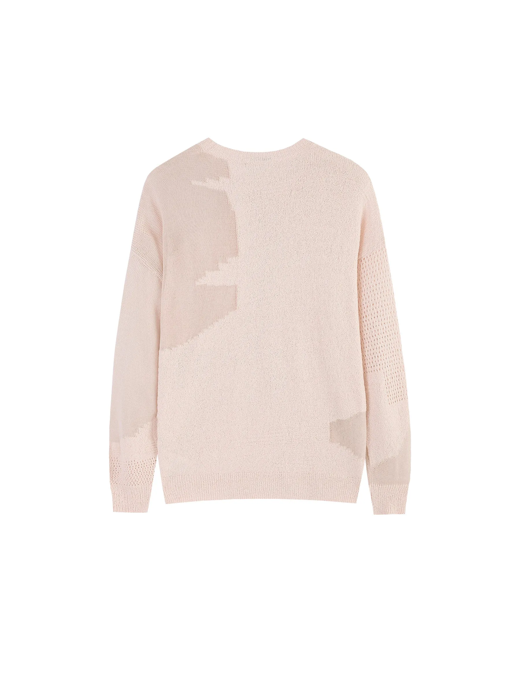 Sheer Triangular Panelled Thin Knit Sweater