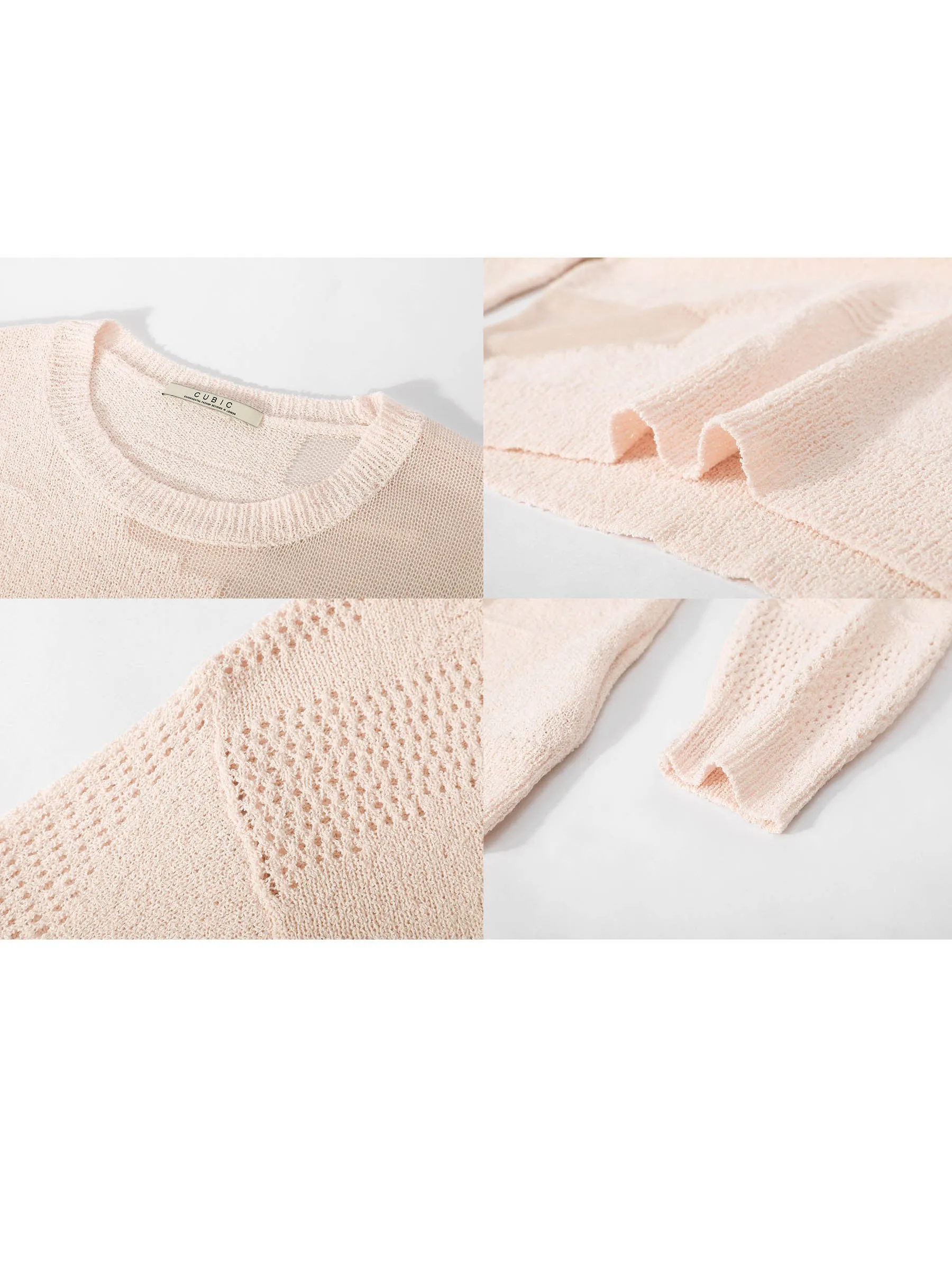 Sheer Triangular Panelled Thin Knit Sweater