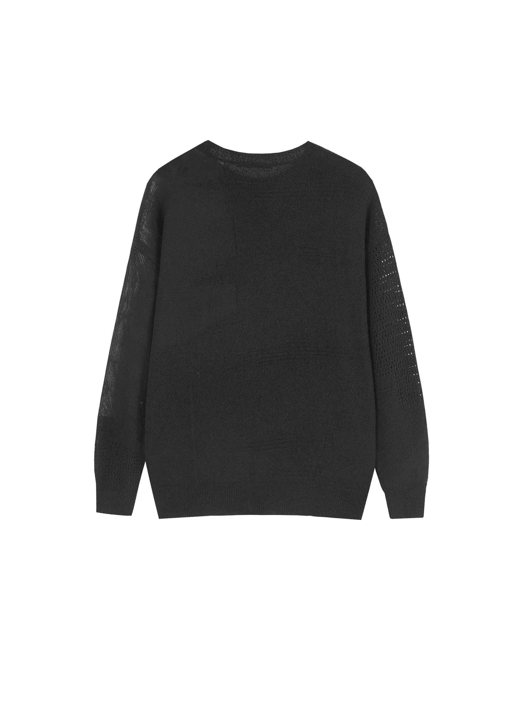 Sheer Triangular Panelled Thin Knit Sweater