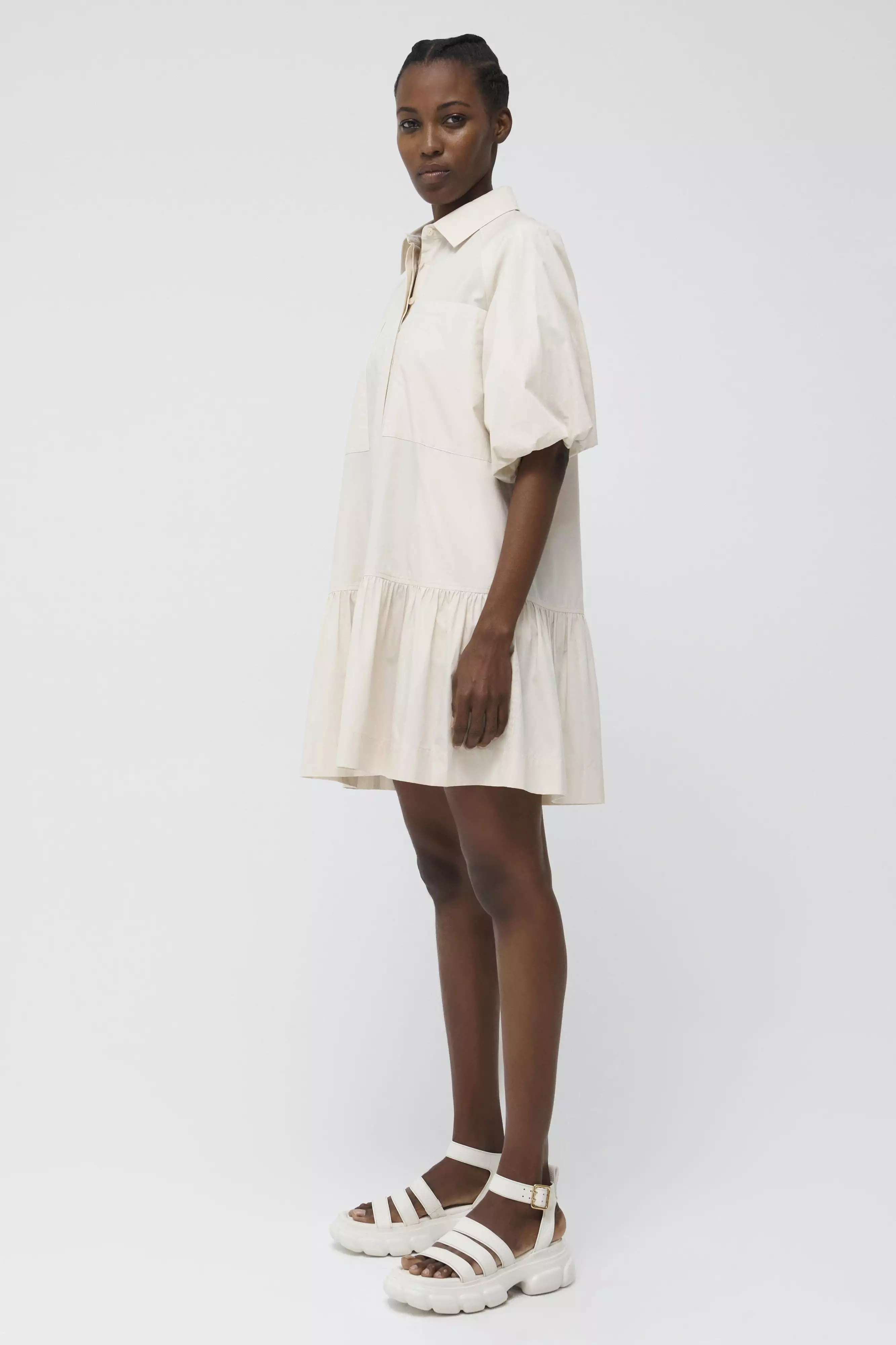 Simkhai Crissy Cotton Poplin Dress in Sand