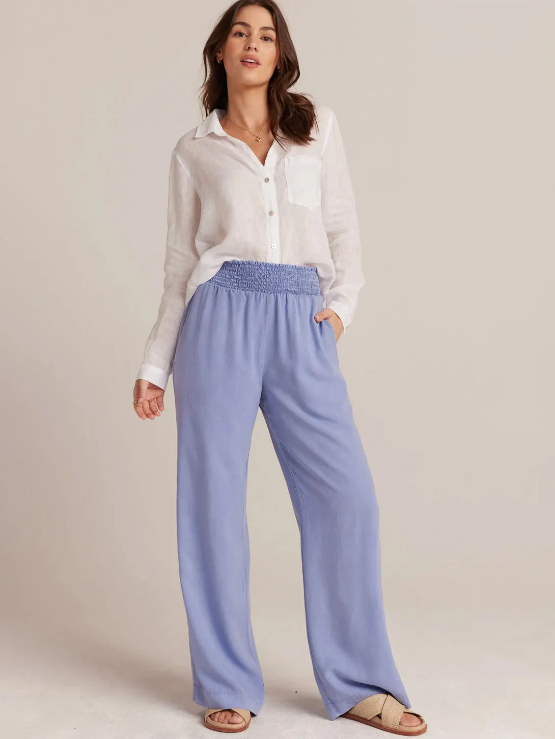 Smocked Wide Leg Pant - Peri Blue