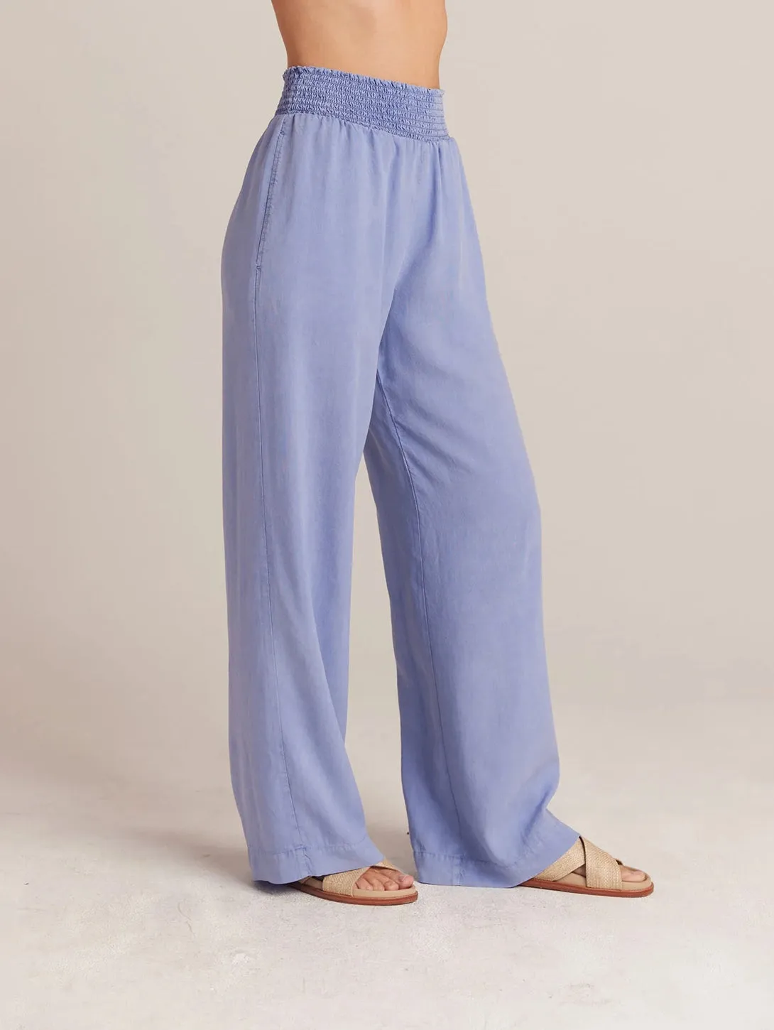 Smocked Wide Leg Pant - Peri Blue