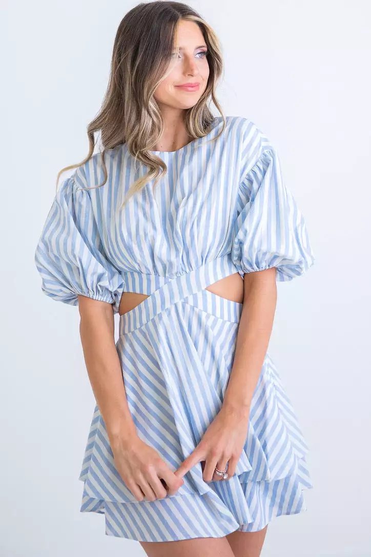 Stripe Poplin Cut-Out Dress