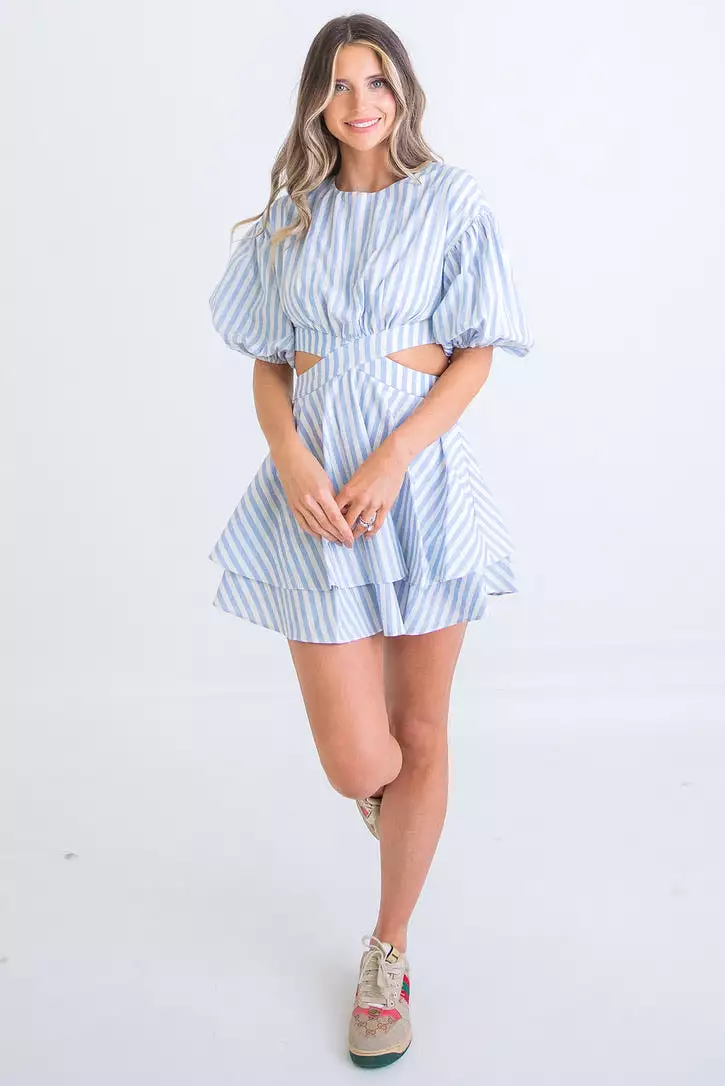 Stripe Poplin Cut-Out Dress