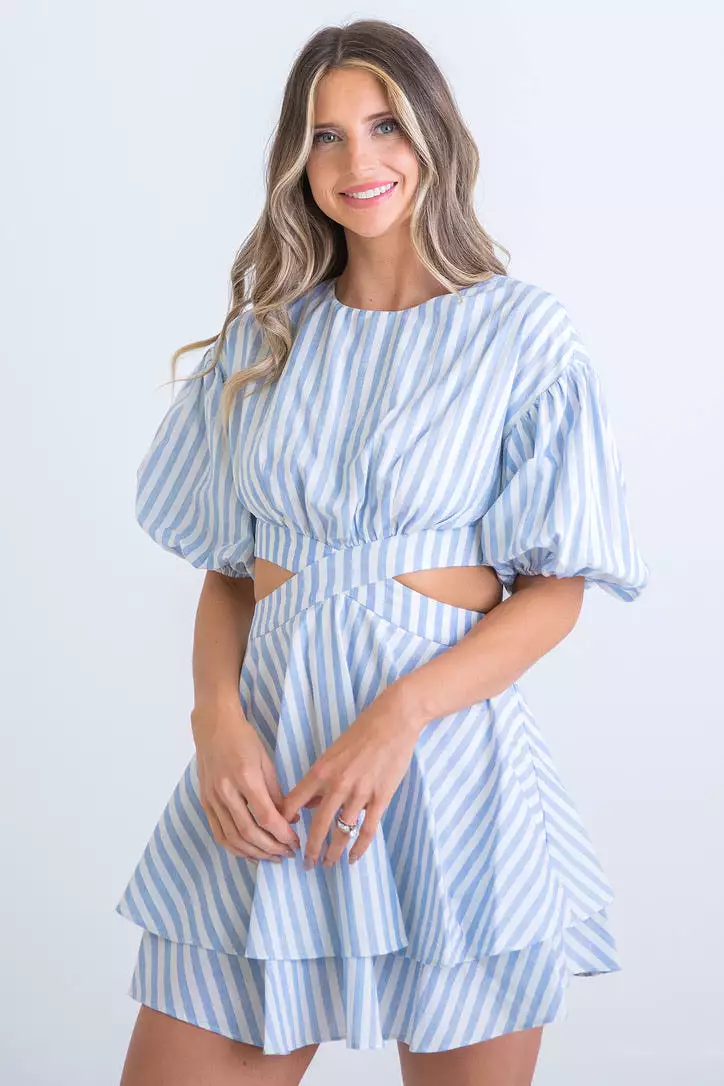 Stripe Poplin Cut-Out Dress