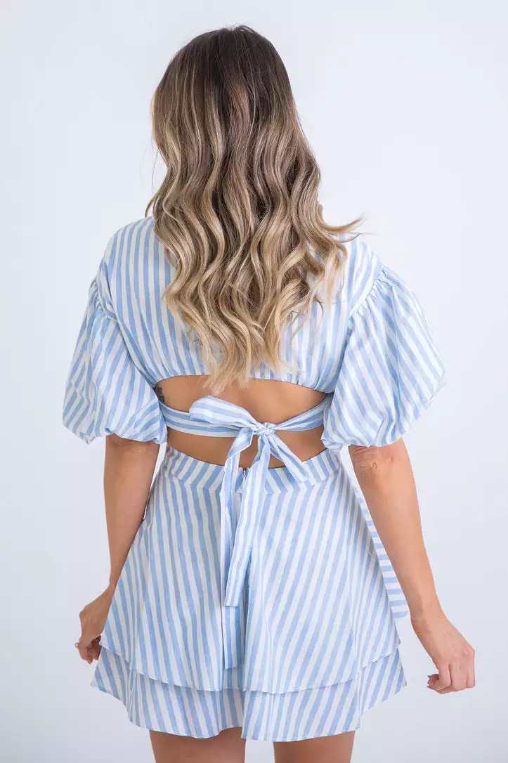 Stripe Poplin Cut-Out Dress