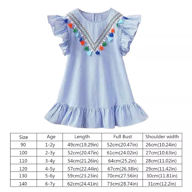 Striped Petal Sleeve Girls Dresses