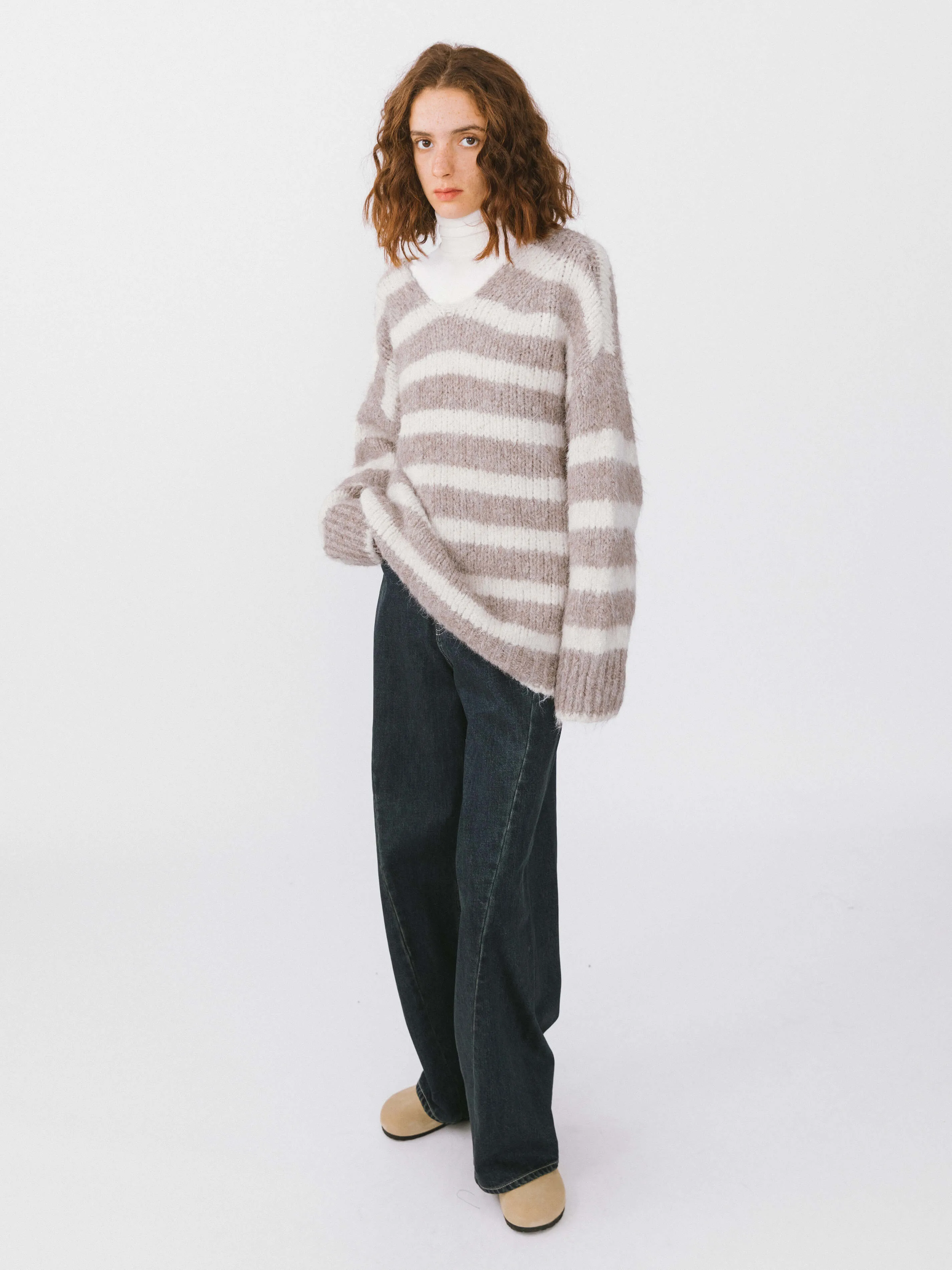 Striped Round Neck Knit Sweater