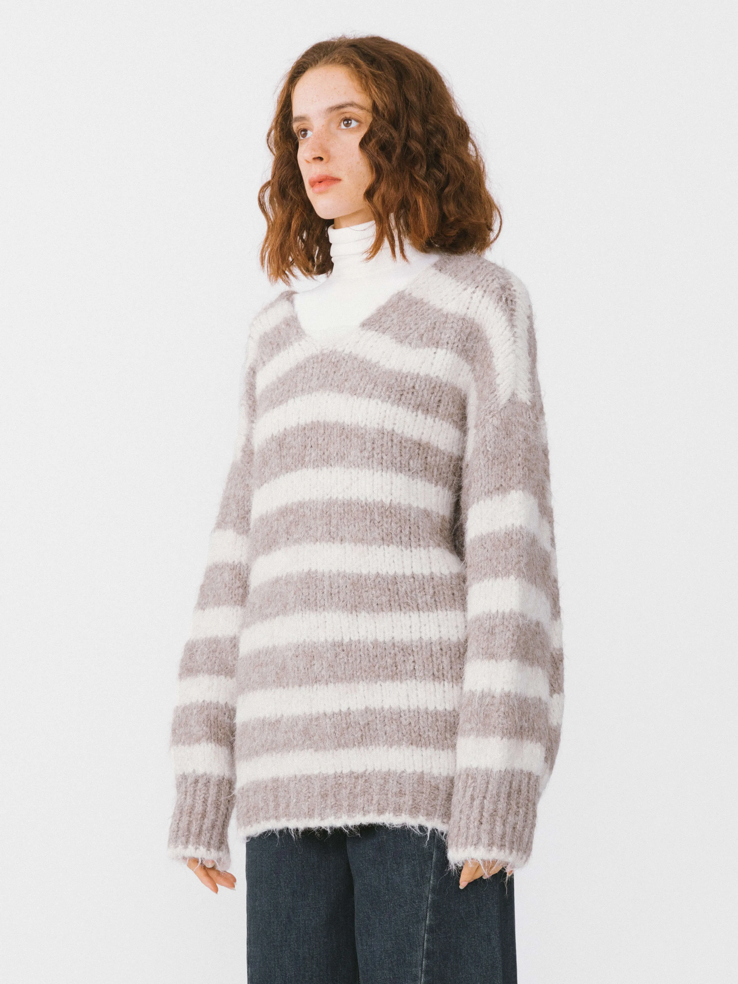 Striped Round Neck Knit Sweater