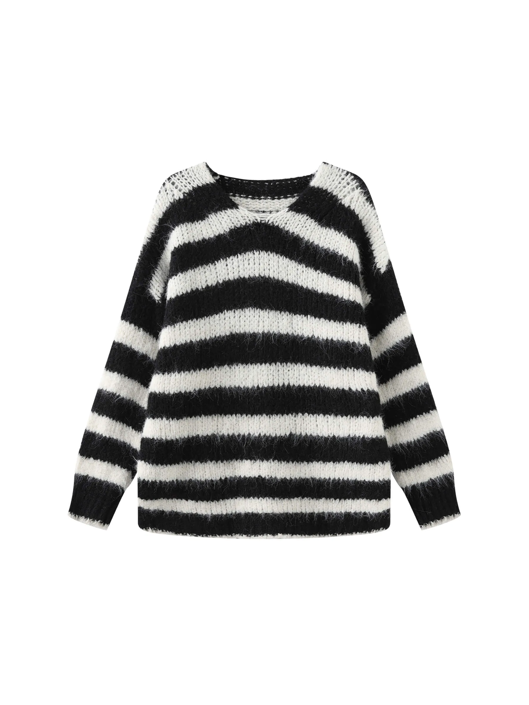 Striped Round Neck Knit Sweater