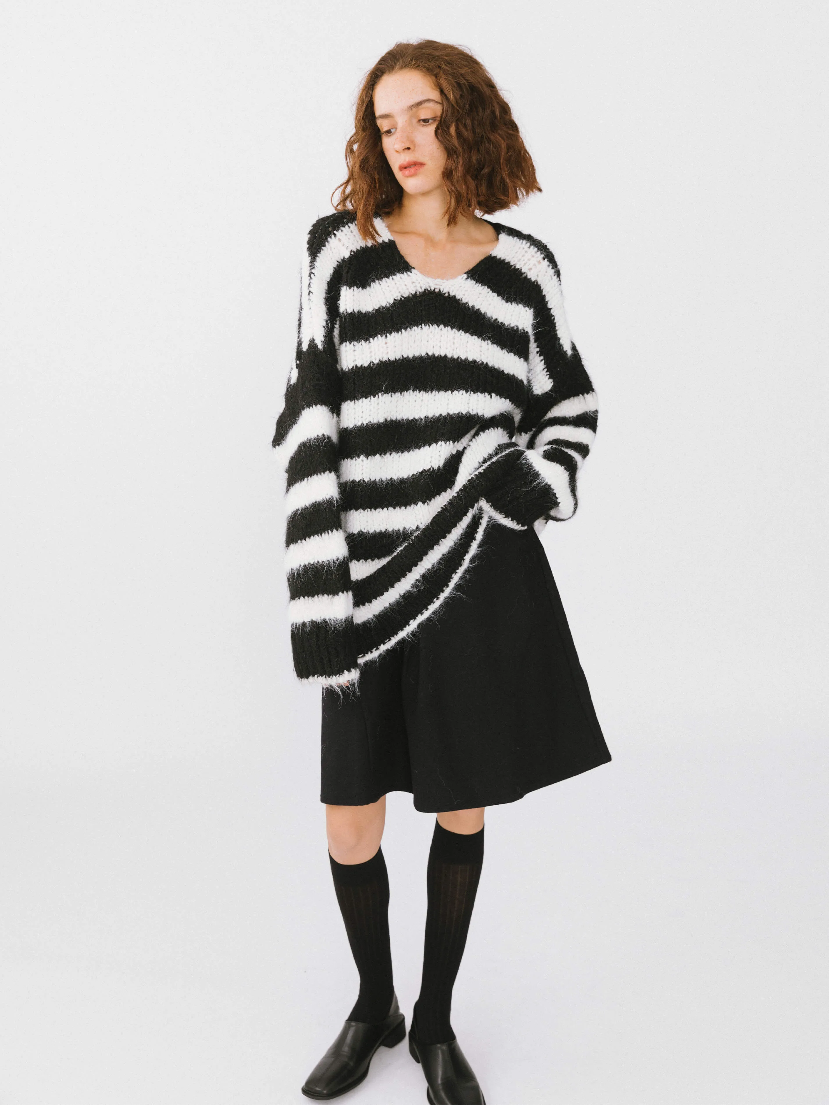 Striped Round Neck Knit Sweater