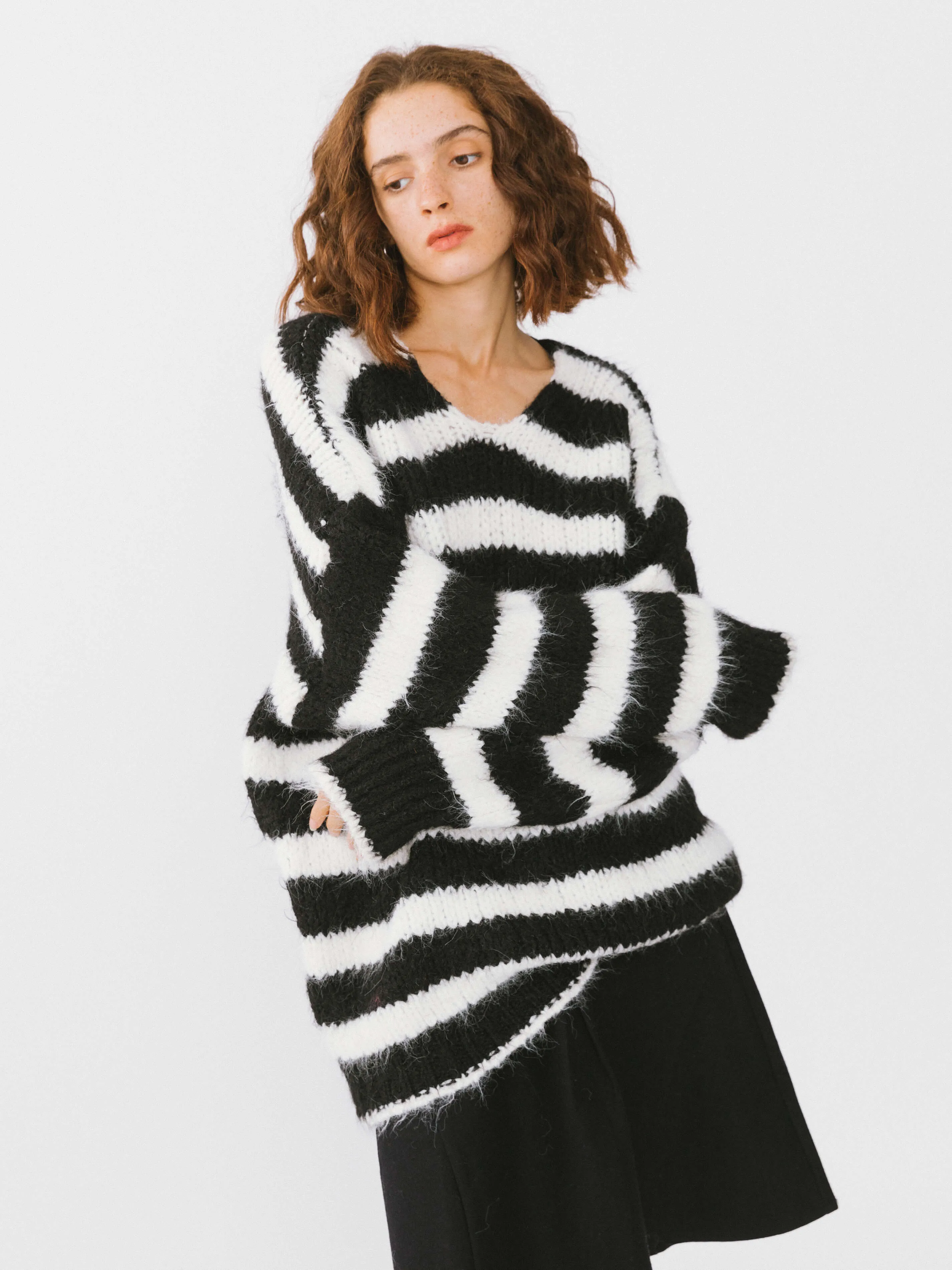 Striped Round Neck Knit Sweater