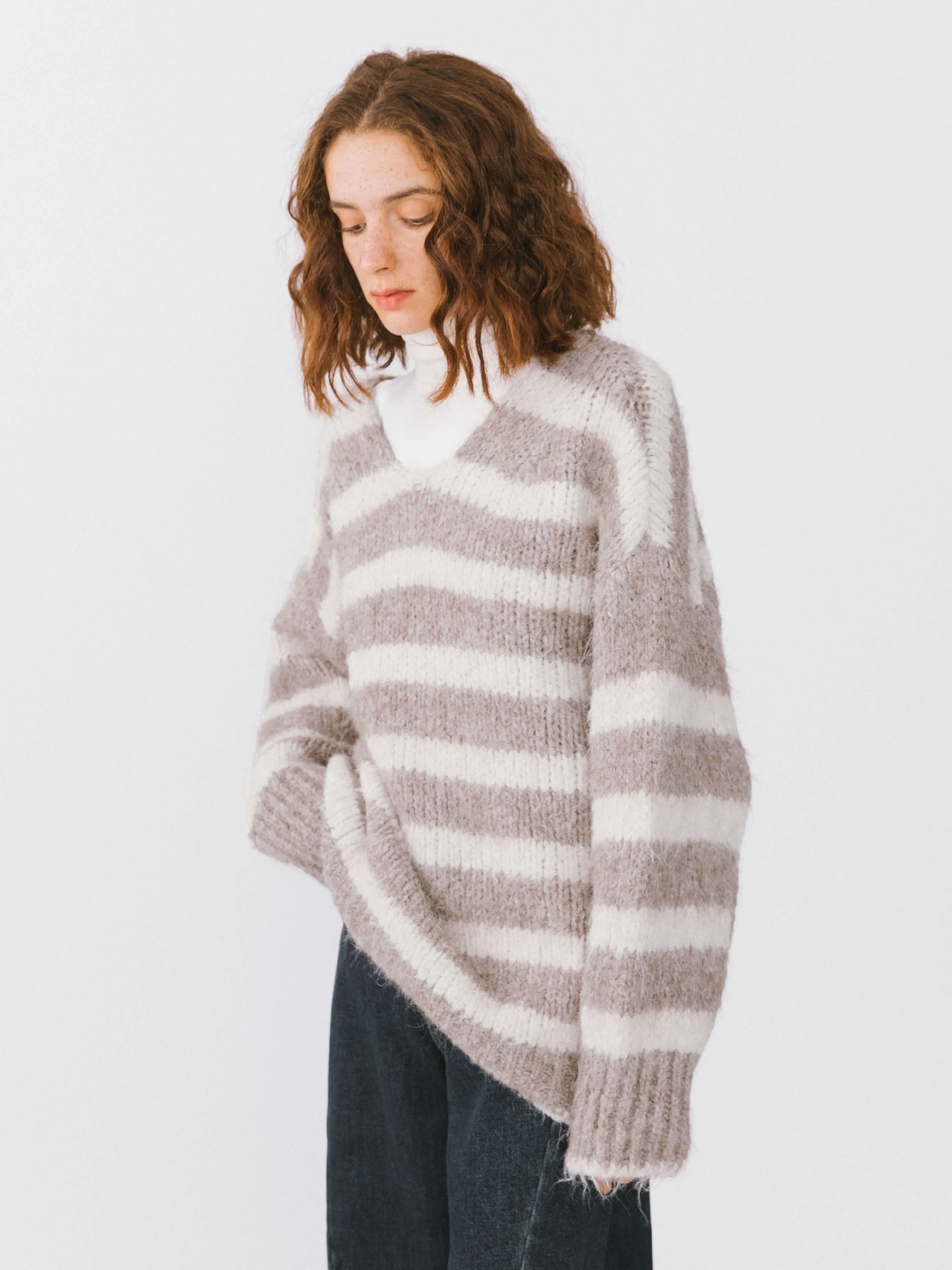 Striped Round Neck Knit Sweater