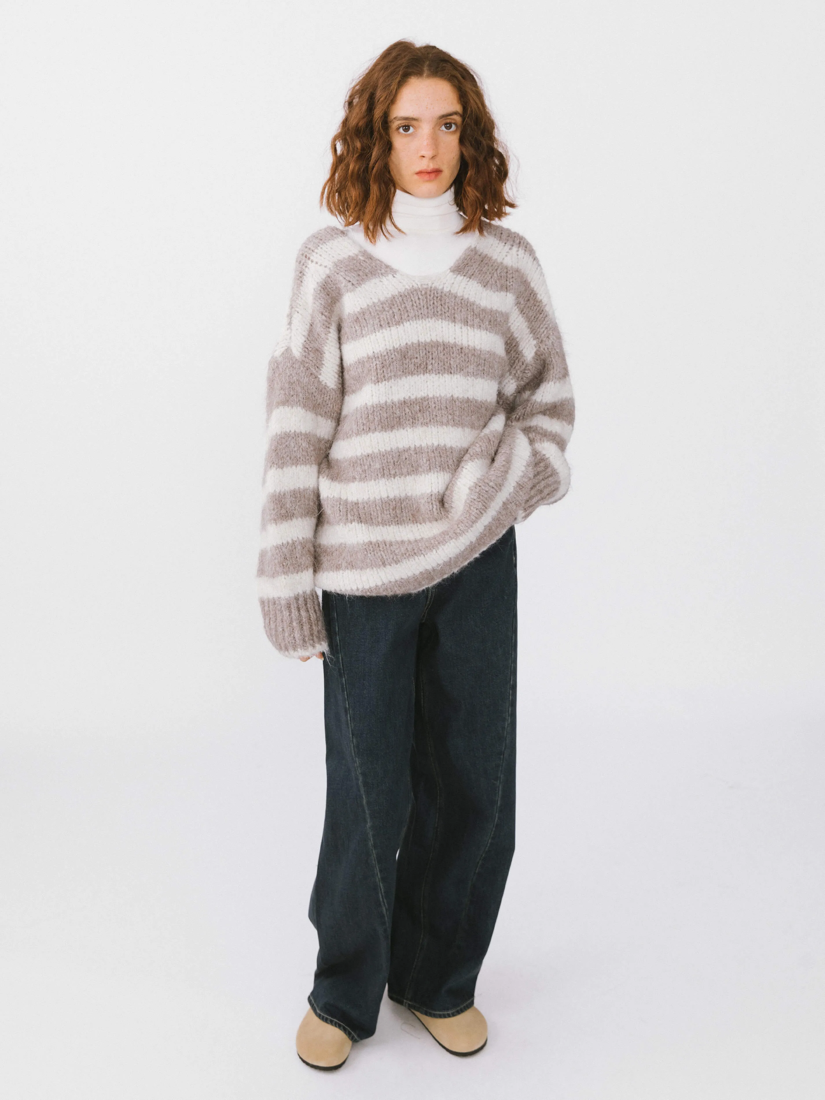 Striped Round Neck Knit Sweater