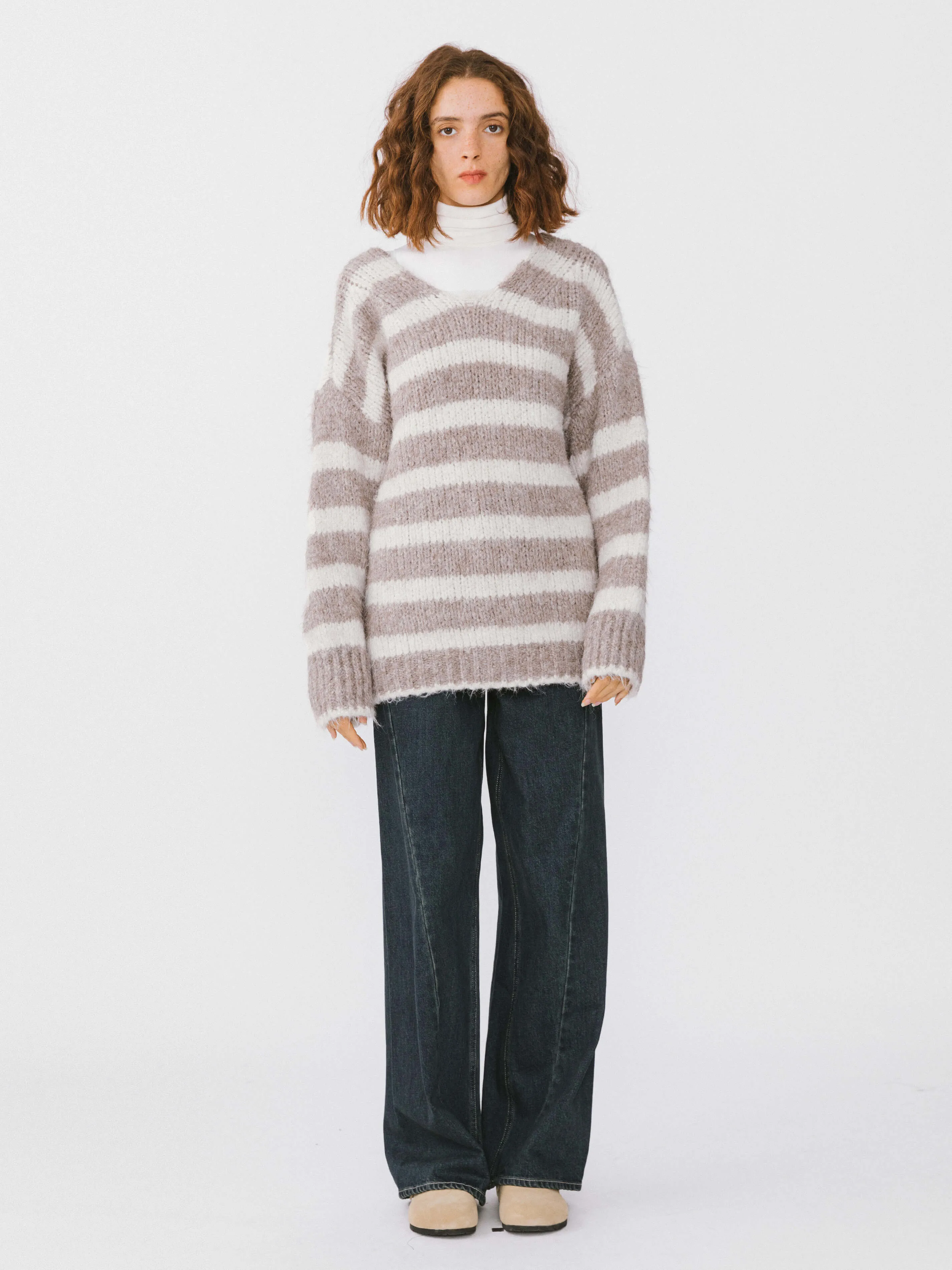 Striped Round Neck Knit Sweater