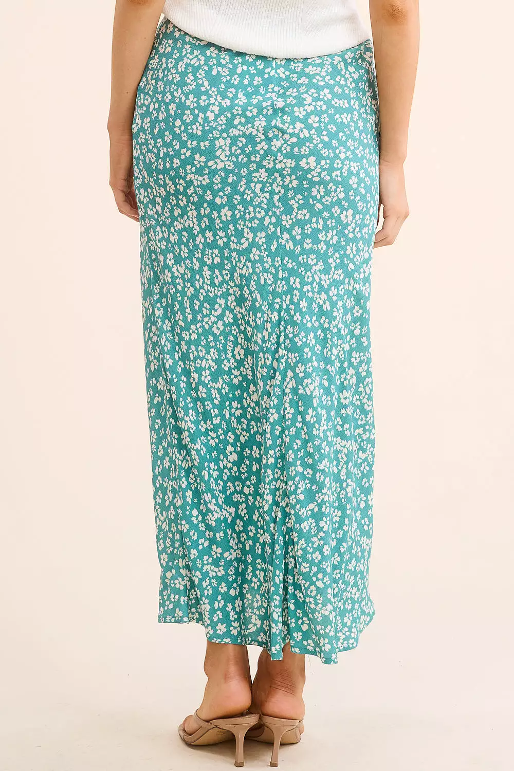 Teal Floral Maxi Skirt