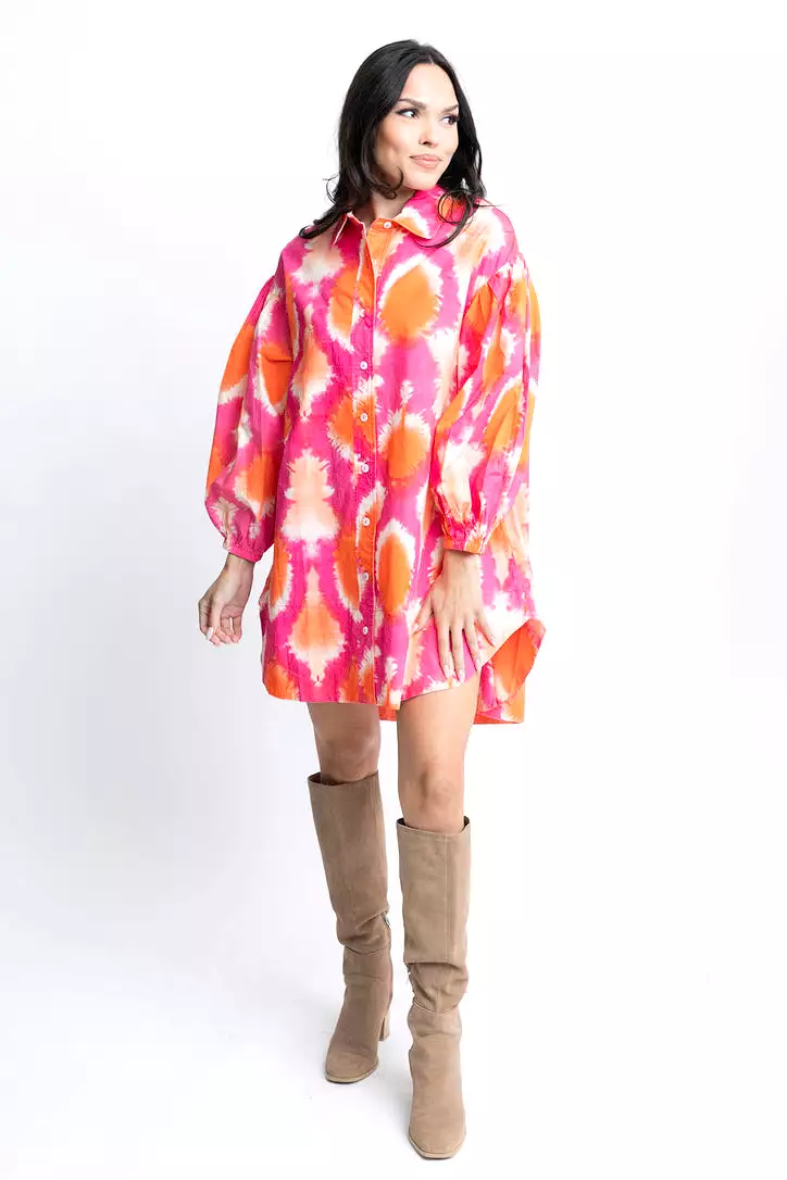 Tie Dye Poplin Oversized Dress