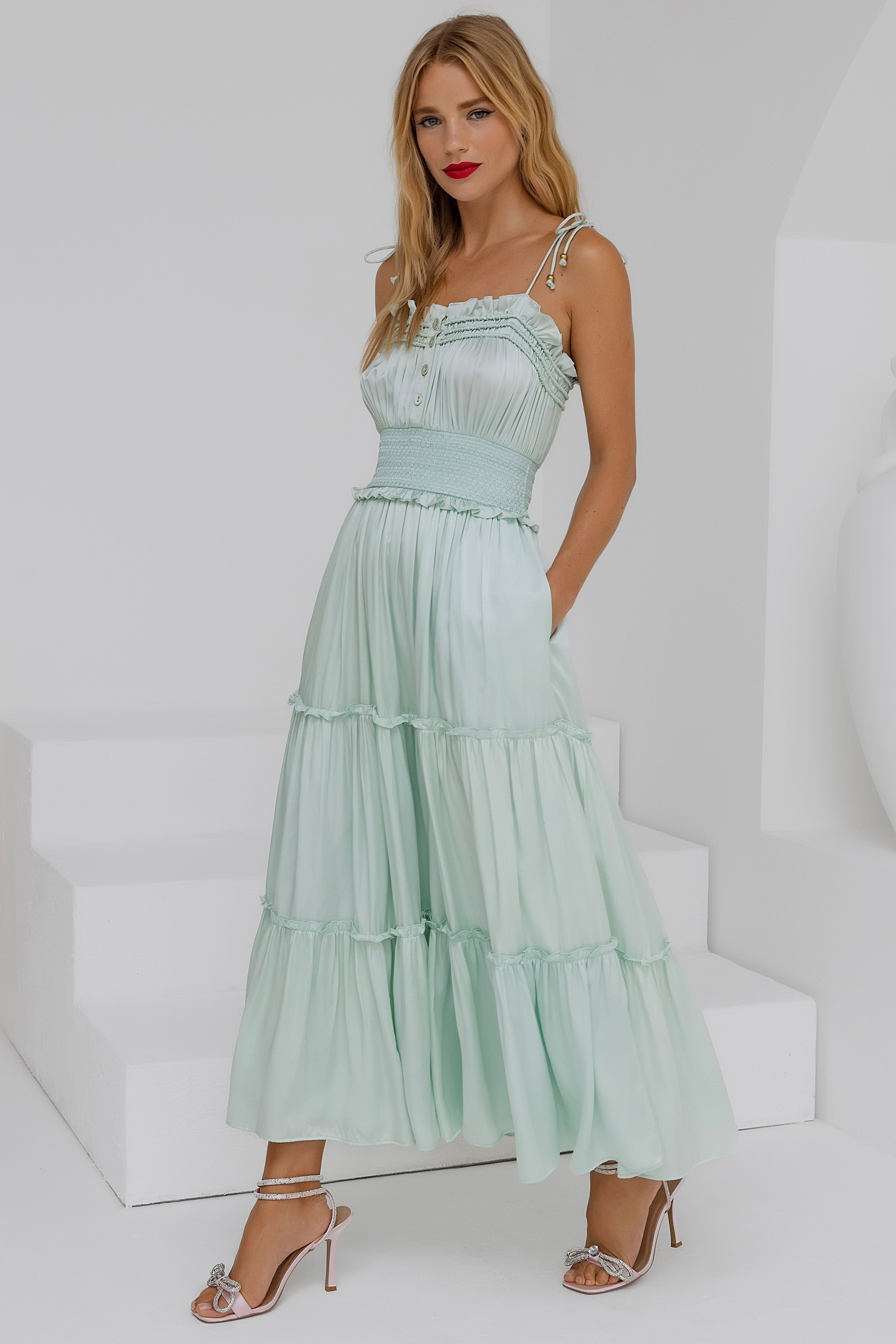 Tiered Maxi Dress - Pastel Mint