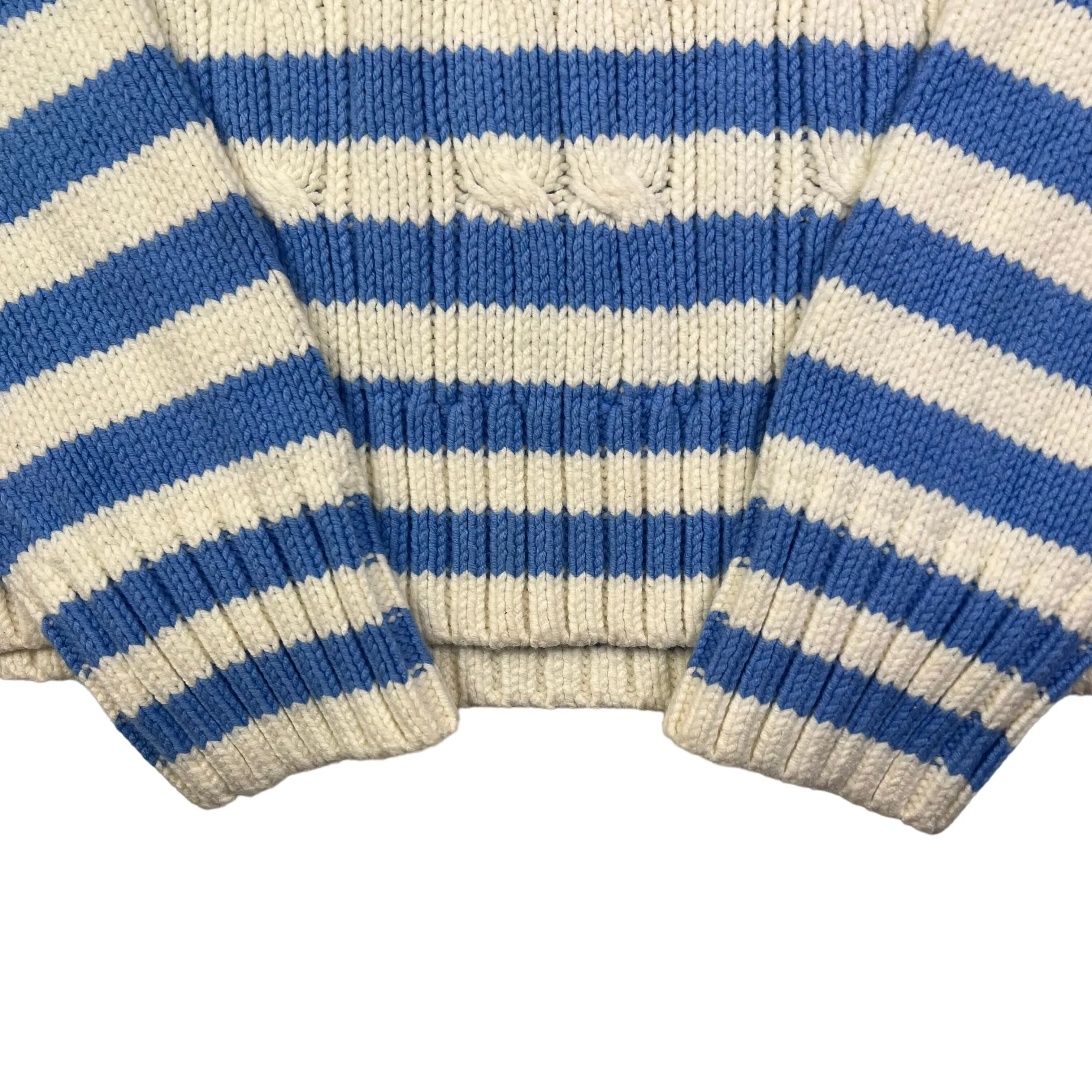 Tommy Hilfiger Striped V-Neck Knit Sweater Blue Cream