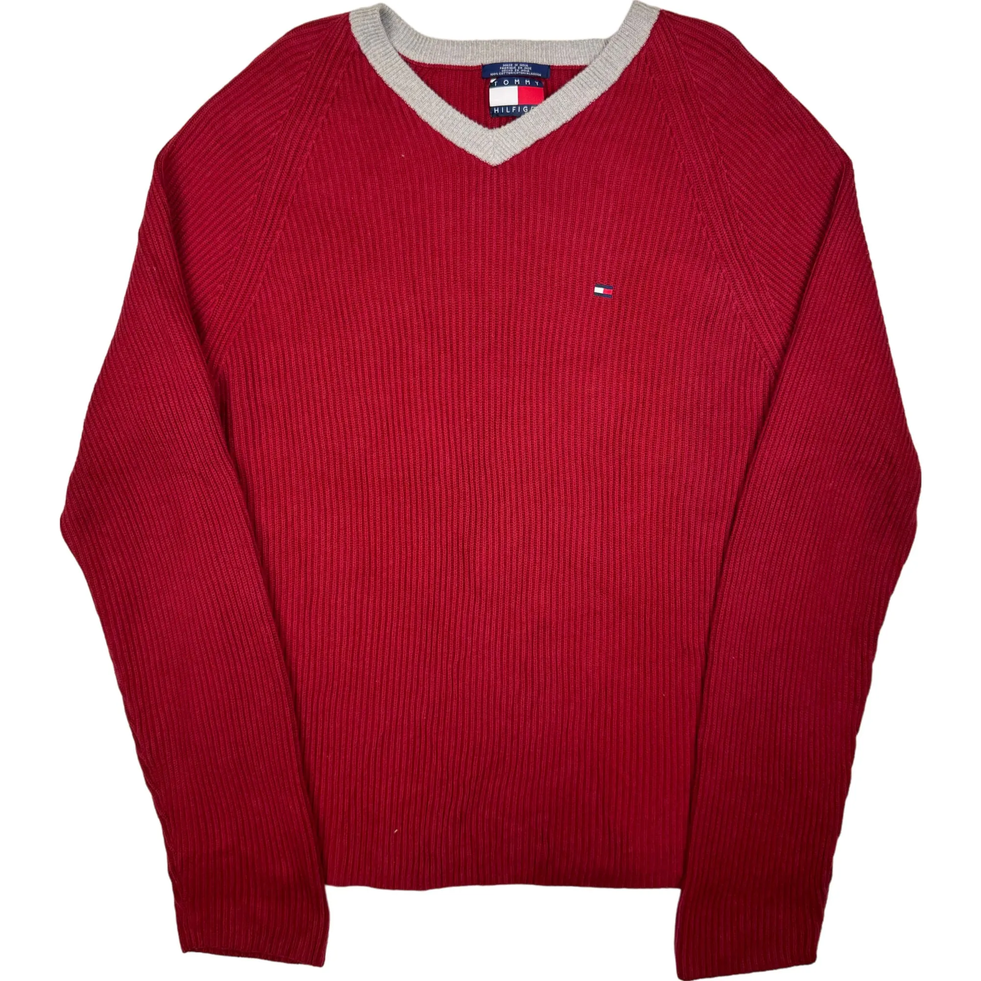 Tommy Hilfiger V-Neck Knit Sweater Red