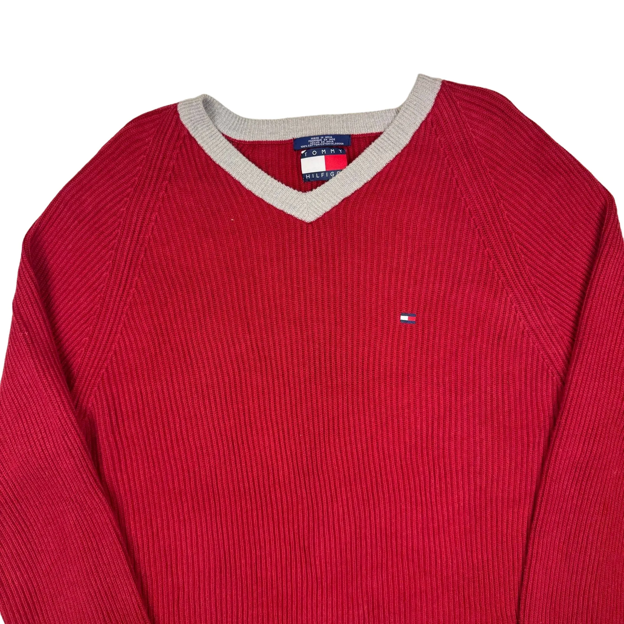 Tommy Hilfiger V-Neck Knit Sweater Red