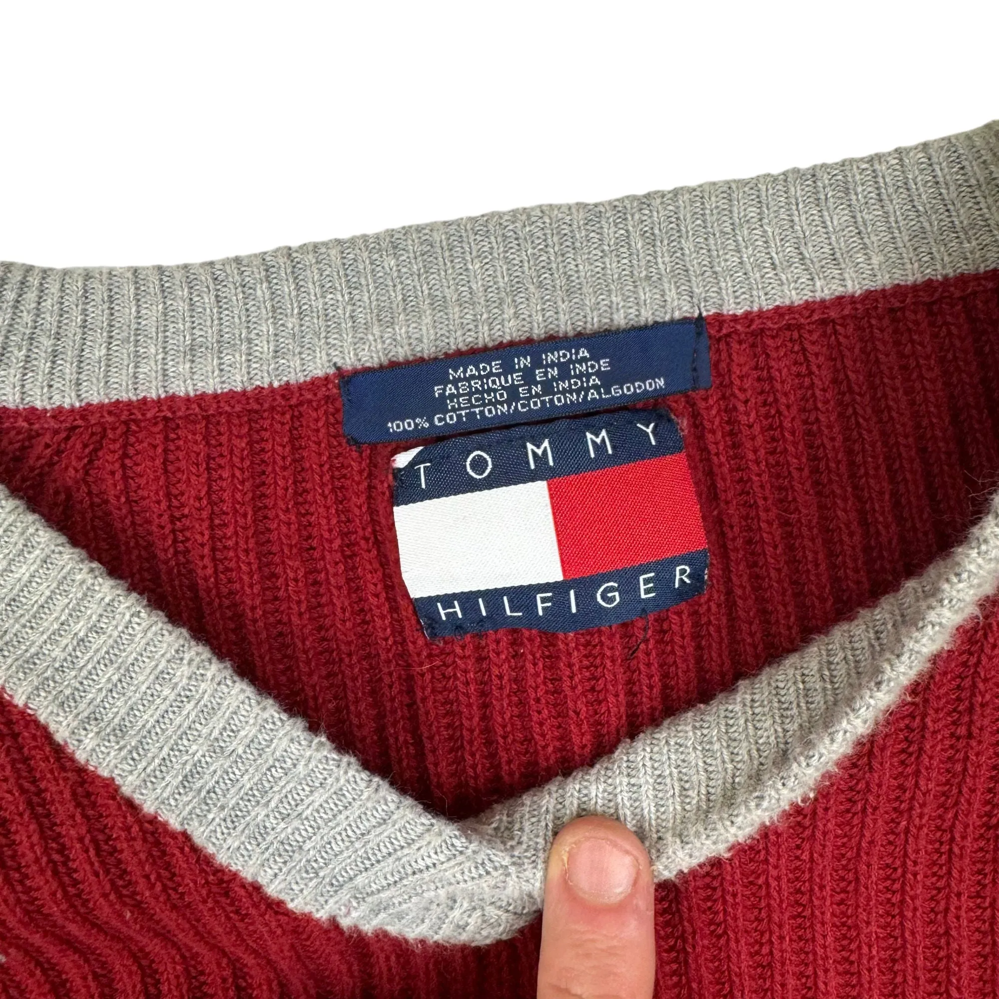 Tommy Hilfiger V-Neck Knit Sweater Red