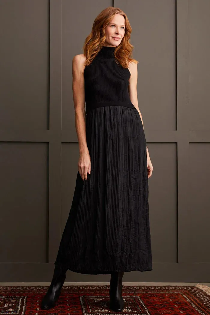 Tribal Sleeveless Twofer Maxi Dress in Black