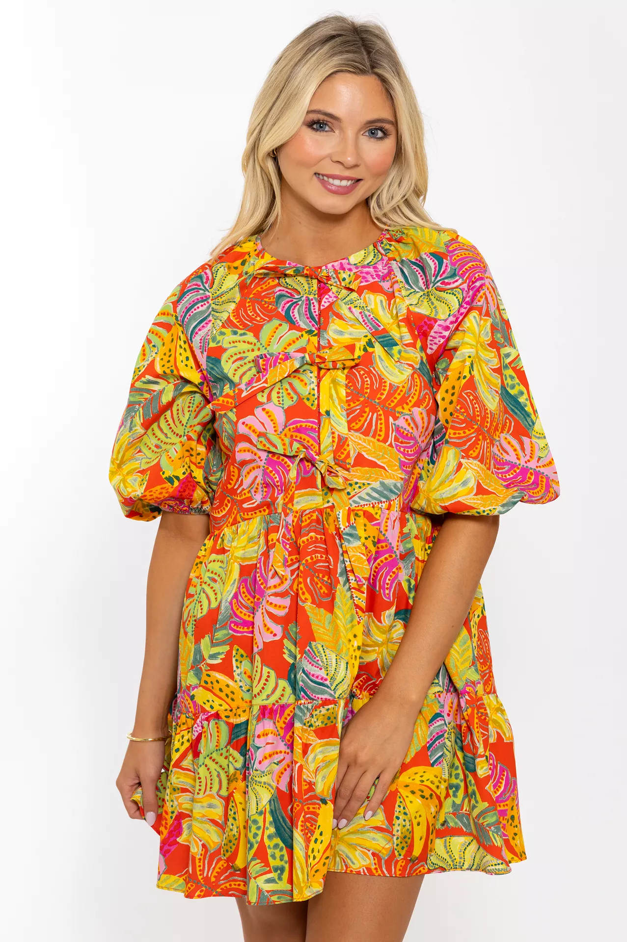 Tropical Palm Banana Dress