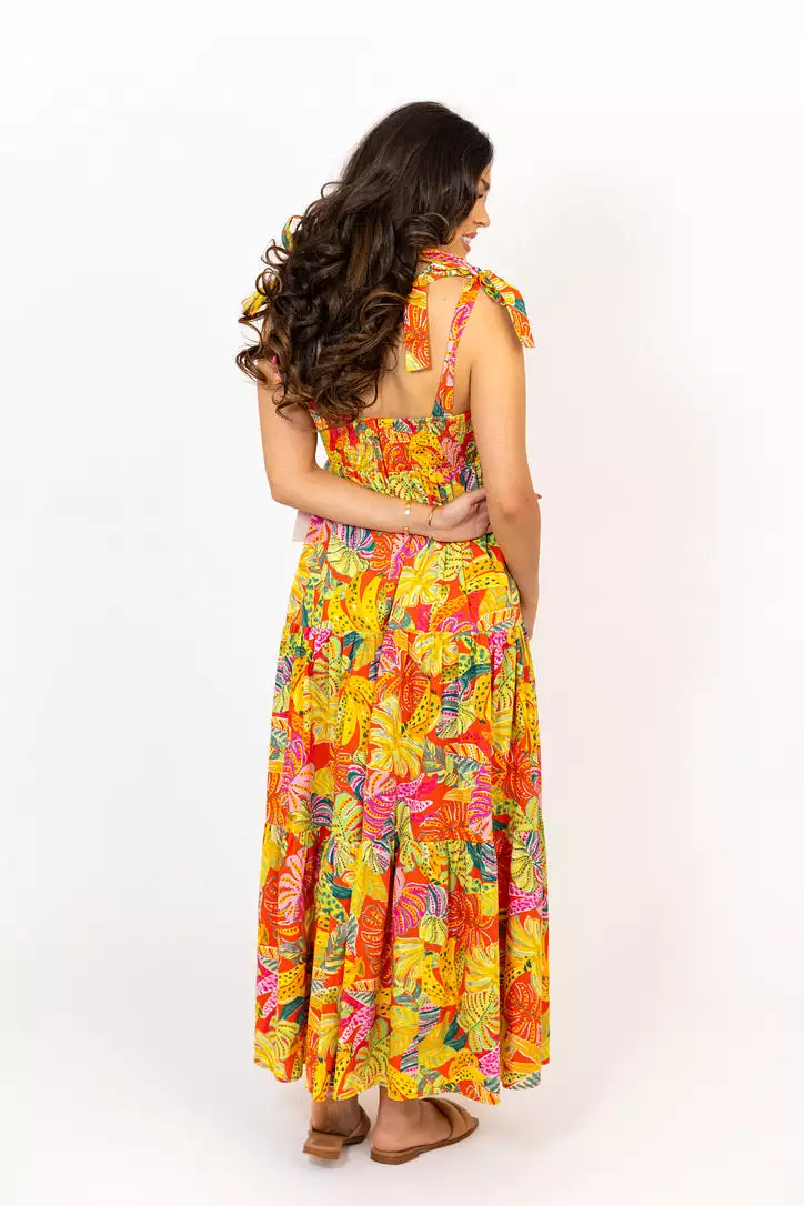 Tropical Palm Banana Maxi Dress