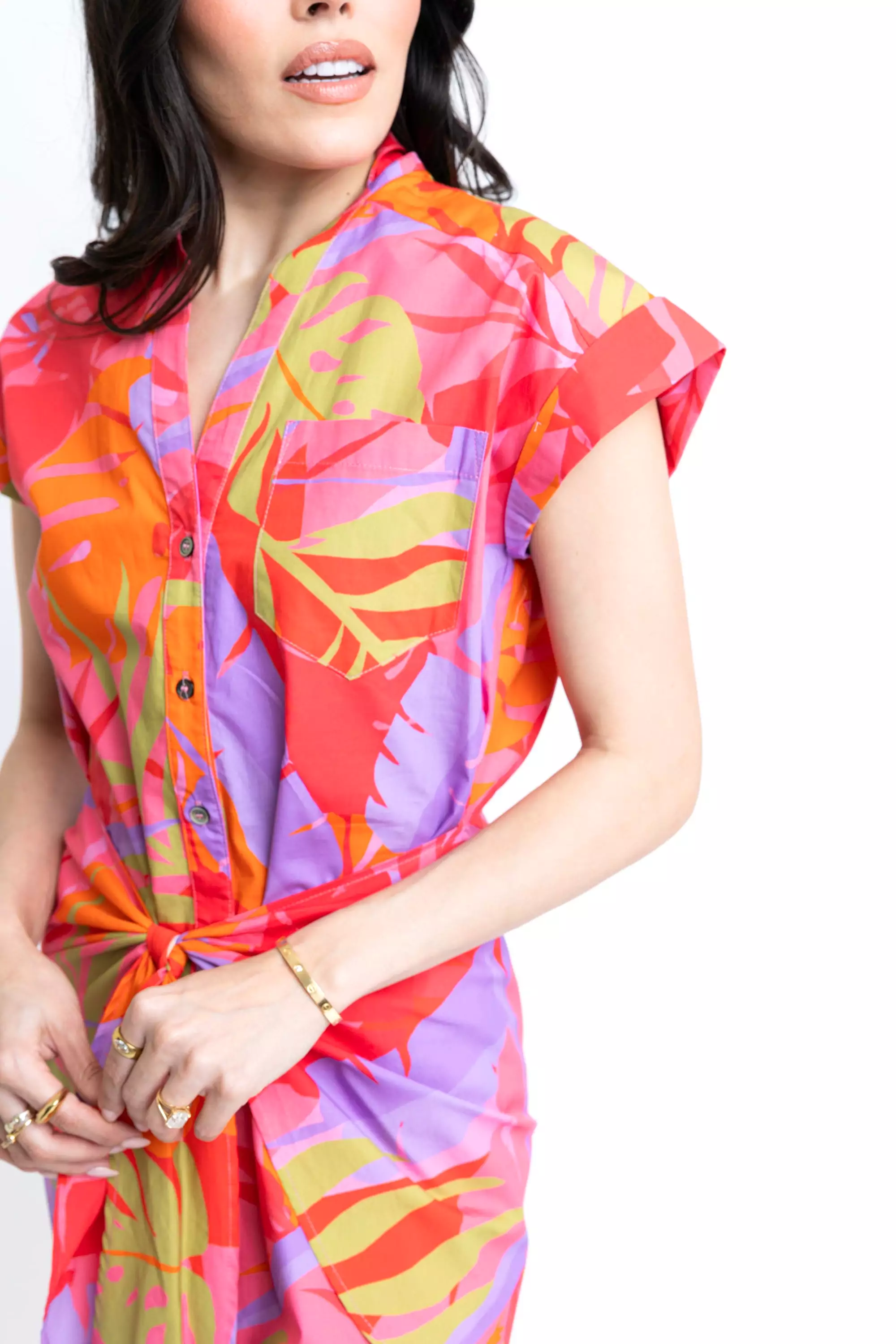 Tropical Palm Wrap Dress