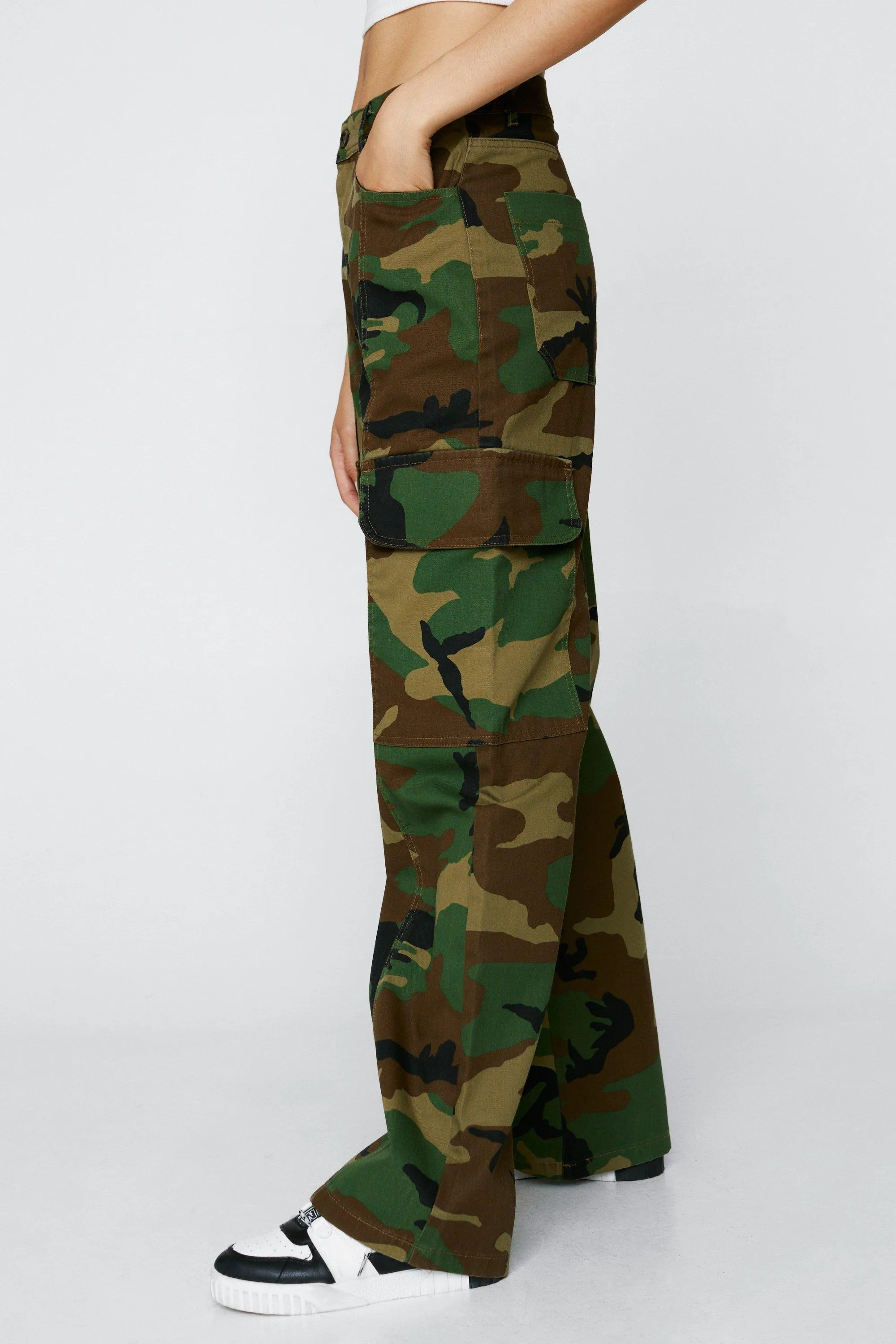 Trousers | Camo Print Multi Pocket Cargo Trousers | NastyGal