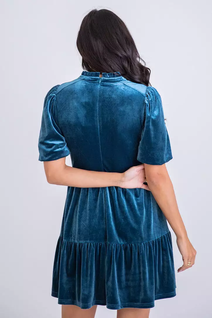 Velvet Tier Vneck Dress