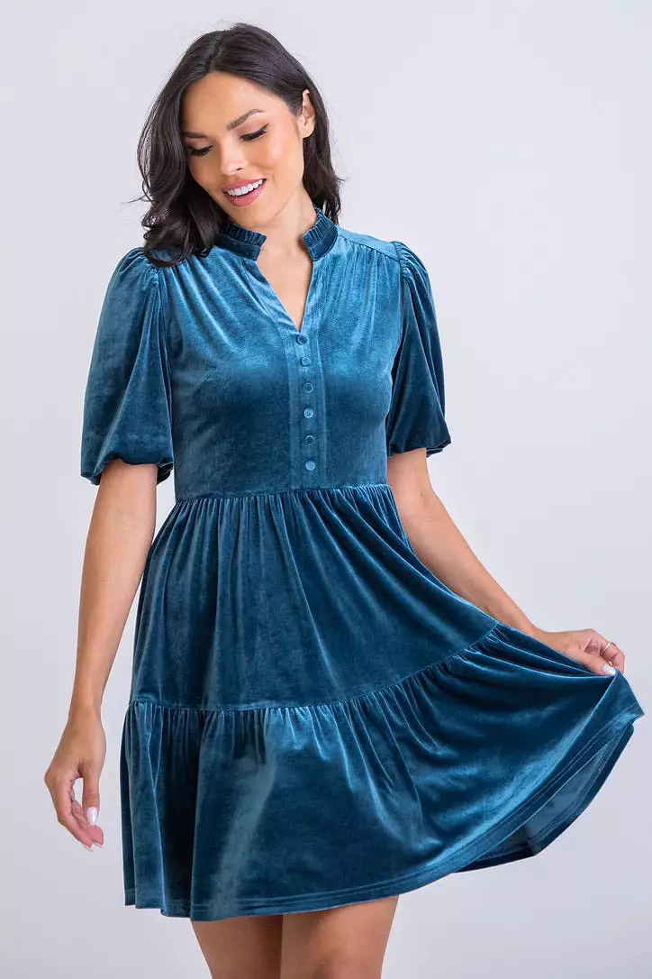 Velvet Tier Vneck Dress