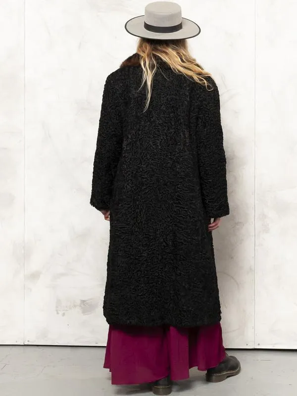 Vintage 60's Women Black Fur Coat