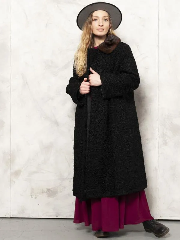 Vintage 60's Women Black Fur Coat