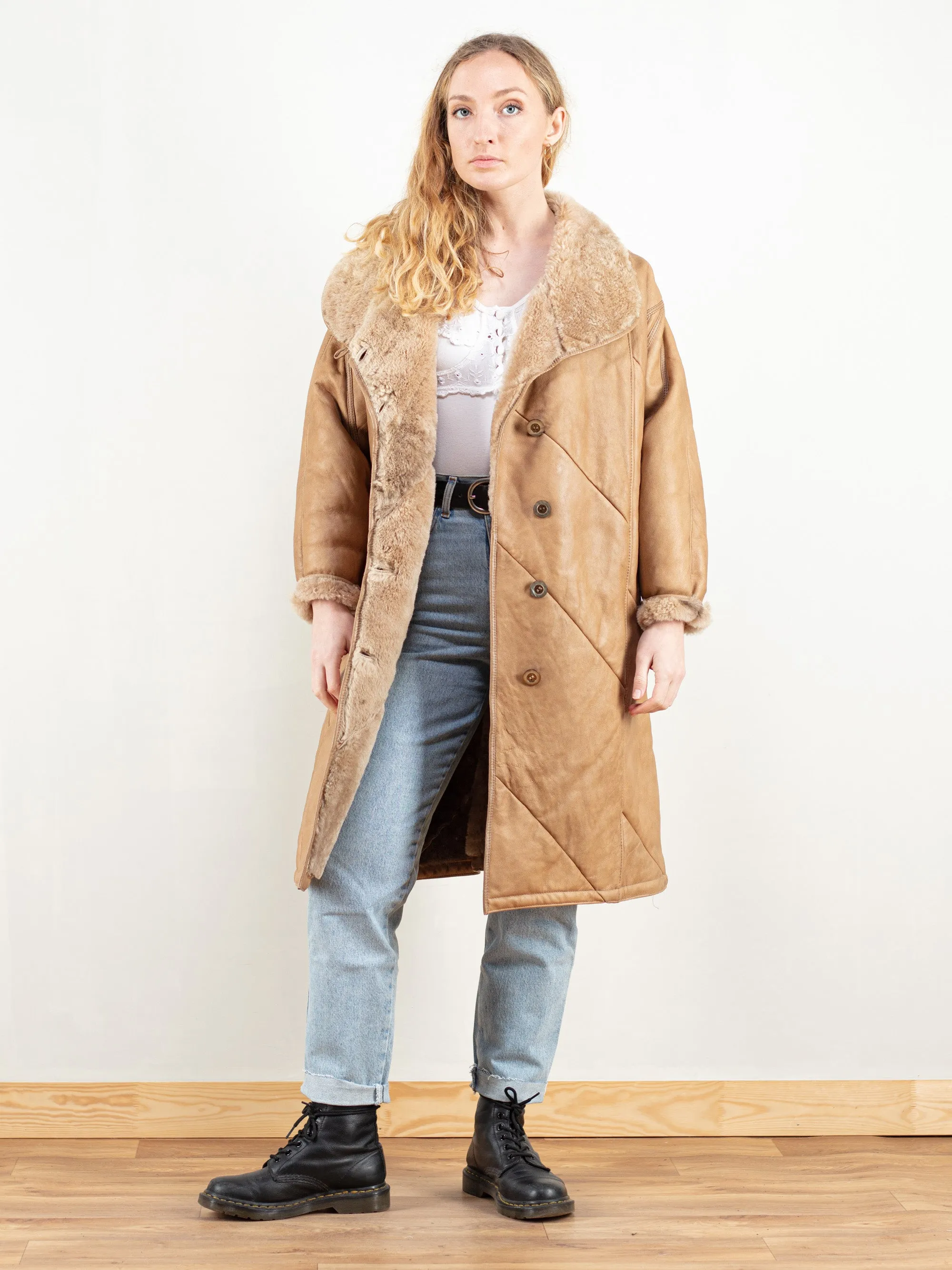 Vintage 70's Shearling Leather Coat