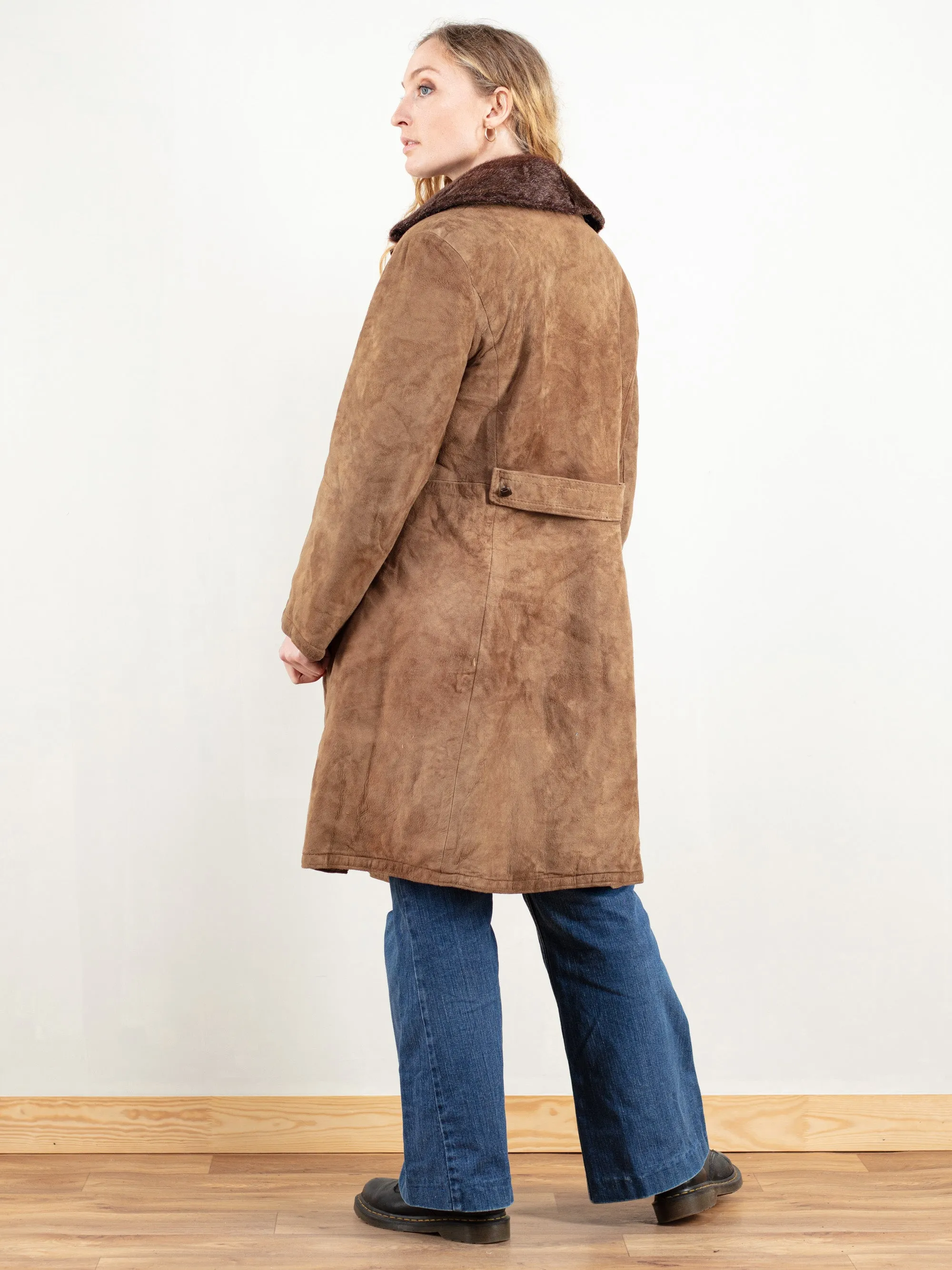 Vintage 70's Suede Sherpa Coat Faux Fur