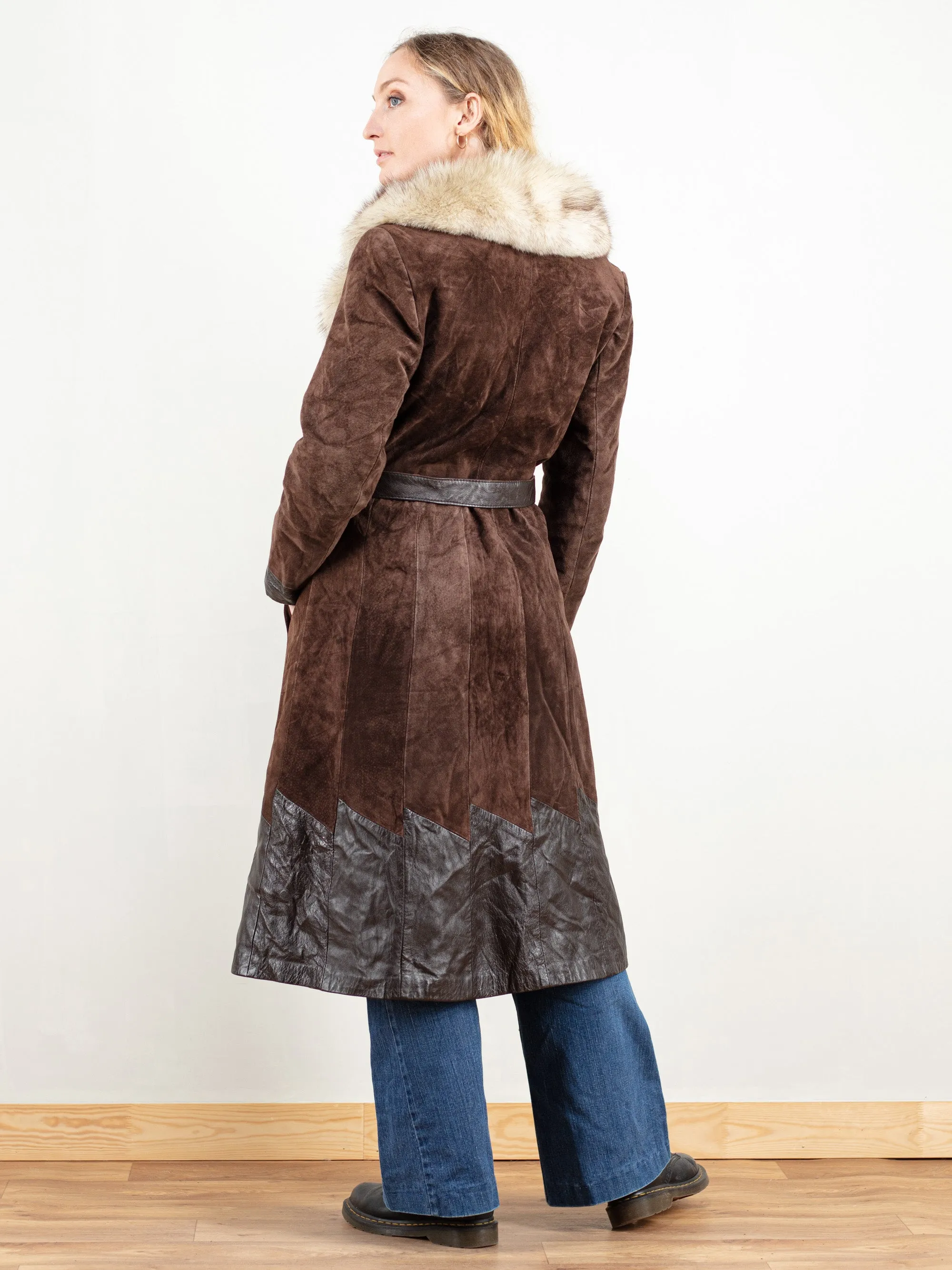 Vintage 70's Women Fur Suede Coat