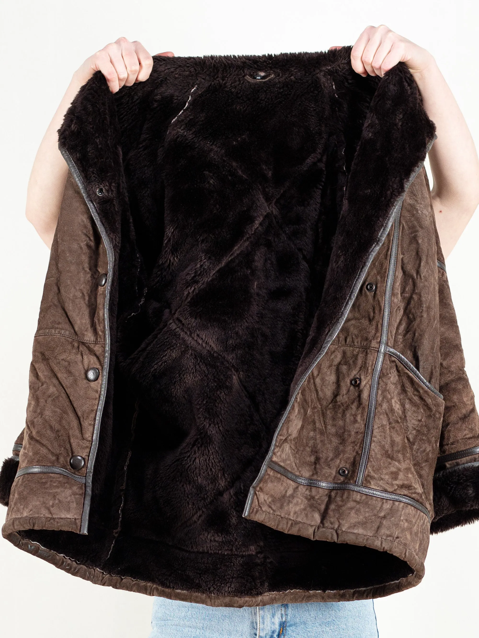 Vintage 80's Brown Sheepskin Coat Women