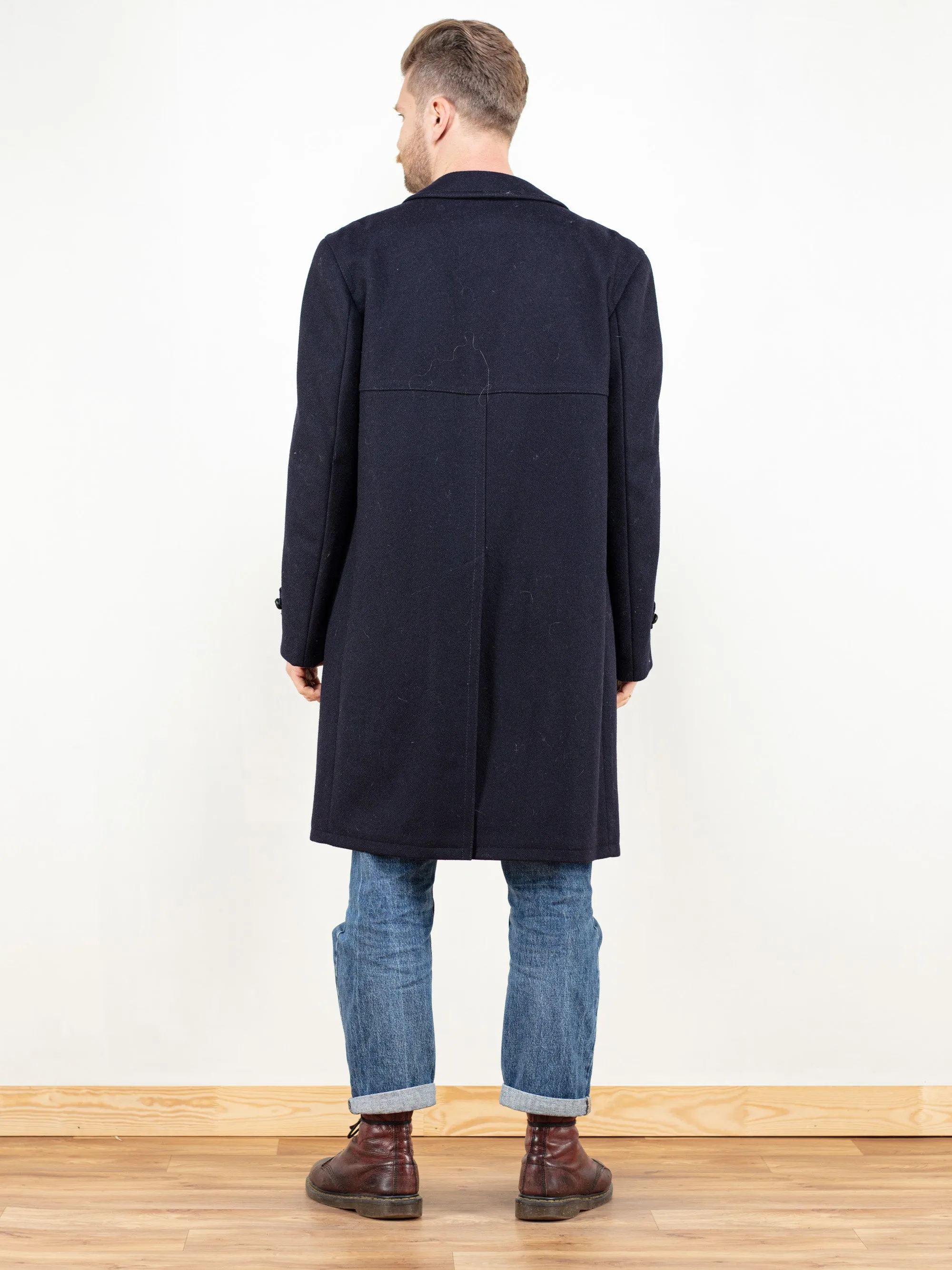 Vintage 80's Classic Wool Coat Blue