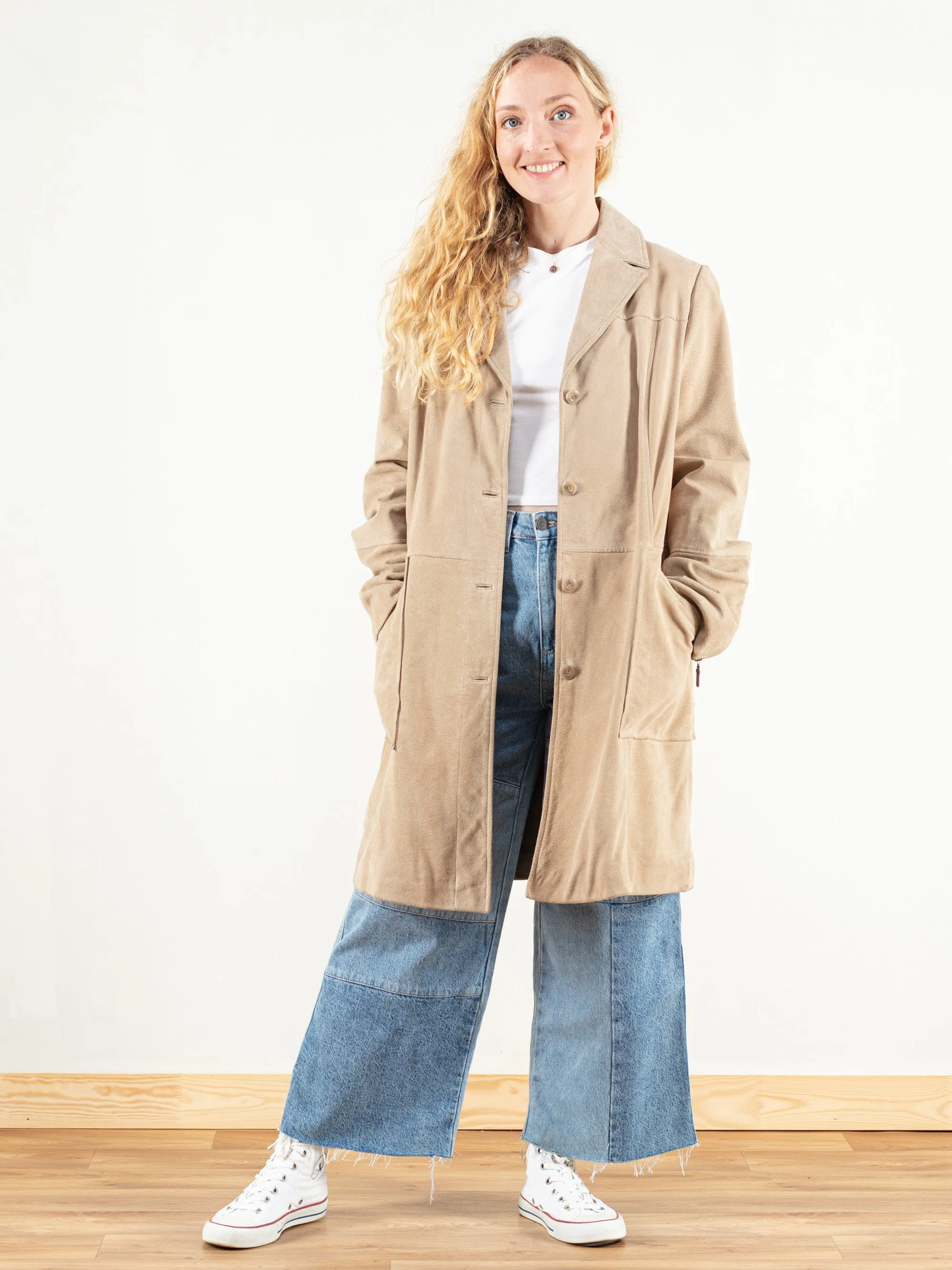 Vintage 80's Women Cowgirl Suede Coat