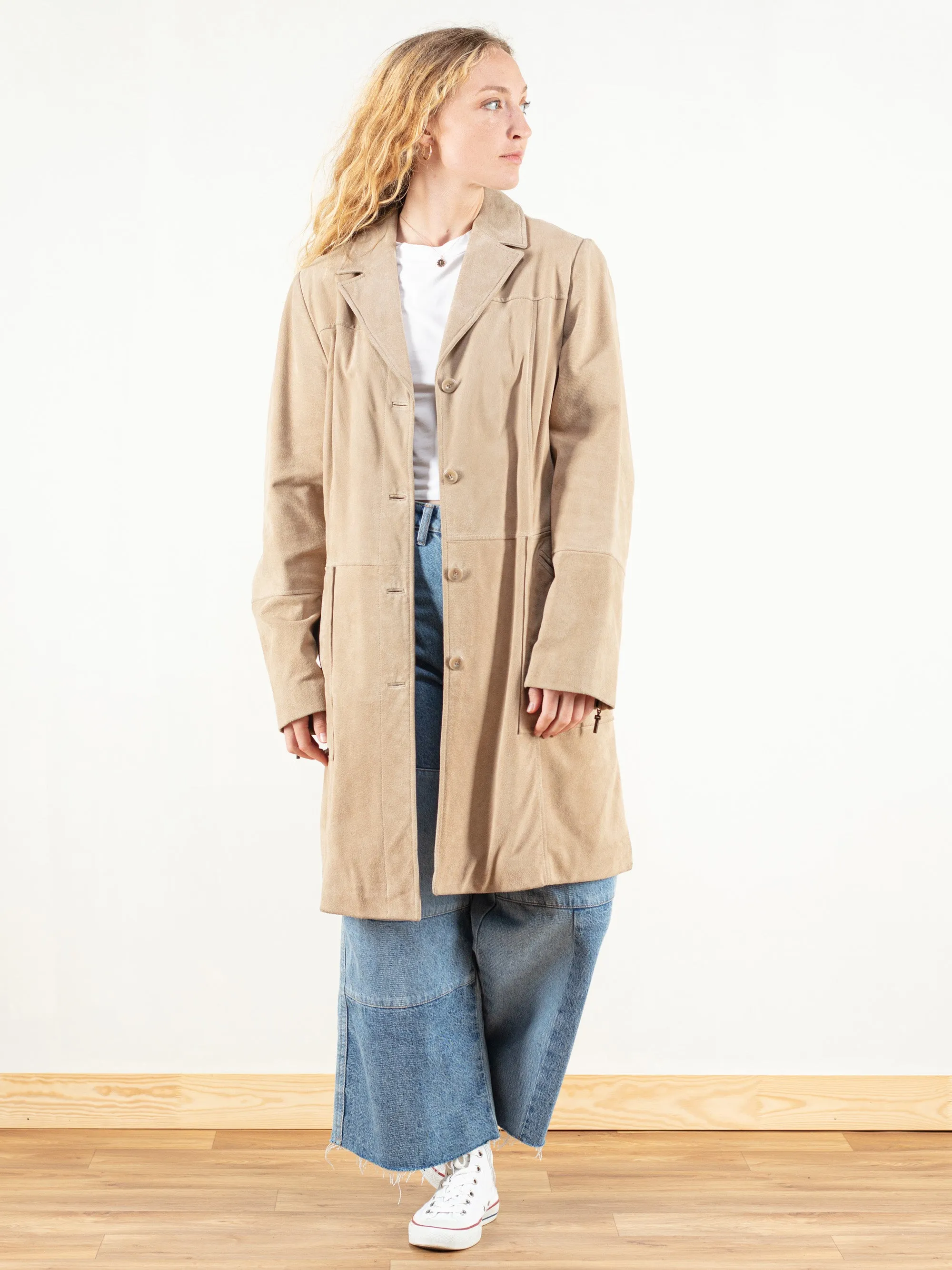 Vintage 80's Women Cowgirl Suede Coat