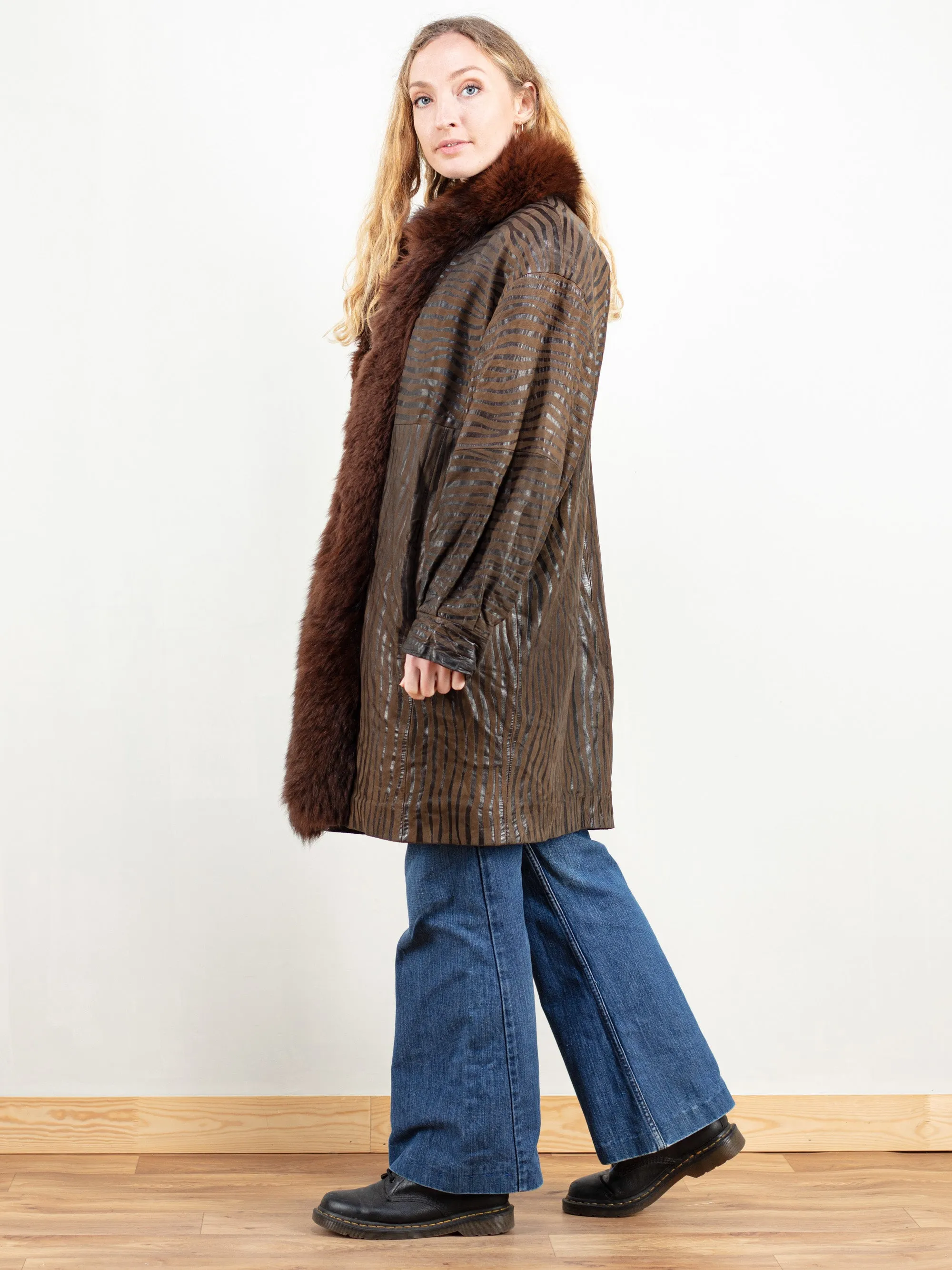 Vintage 80's Women Suede and Fur Coat