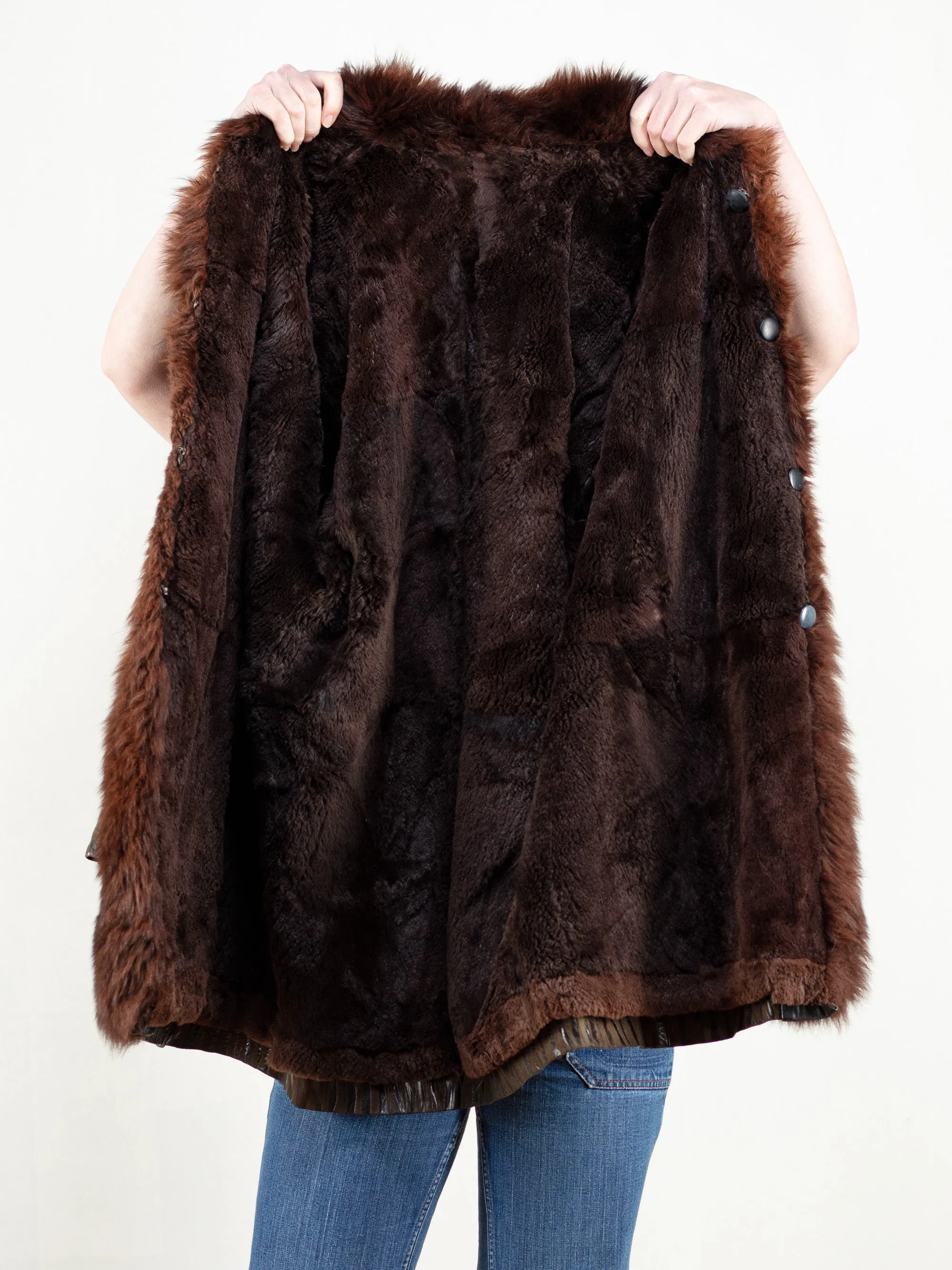 Vintage 80's Women Suede and Fur Coat