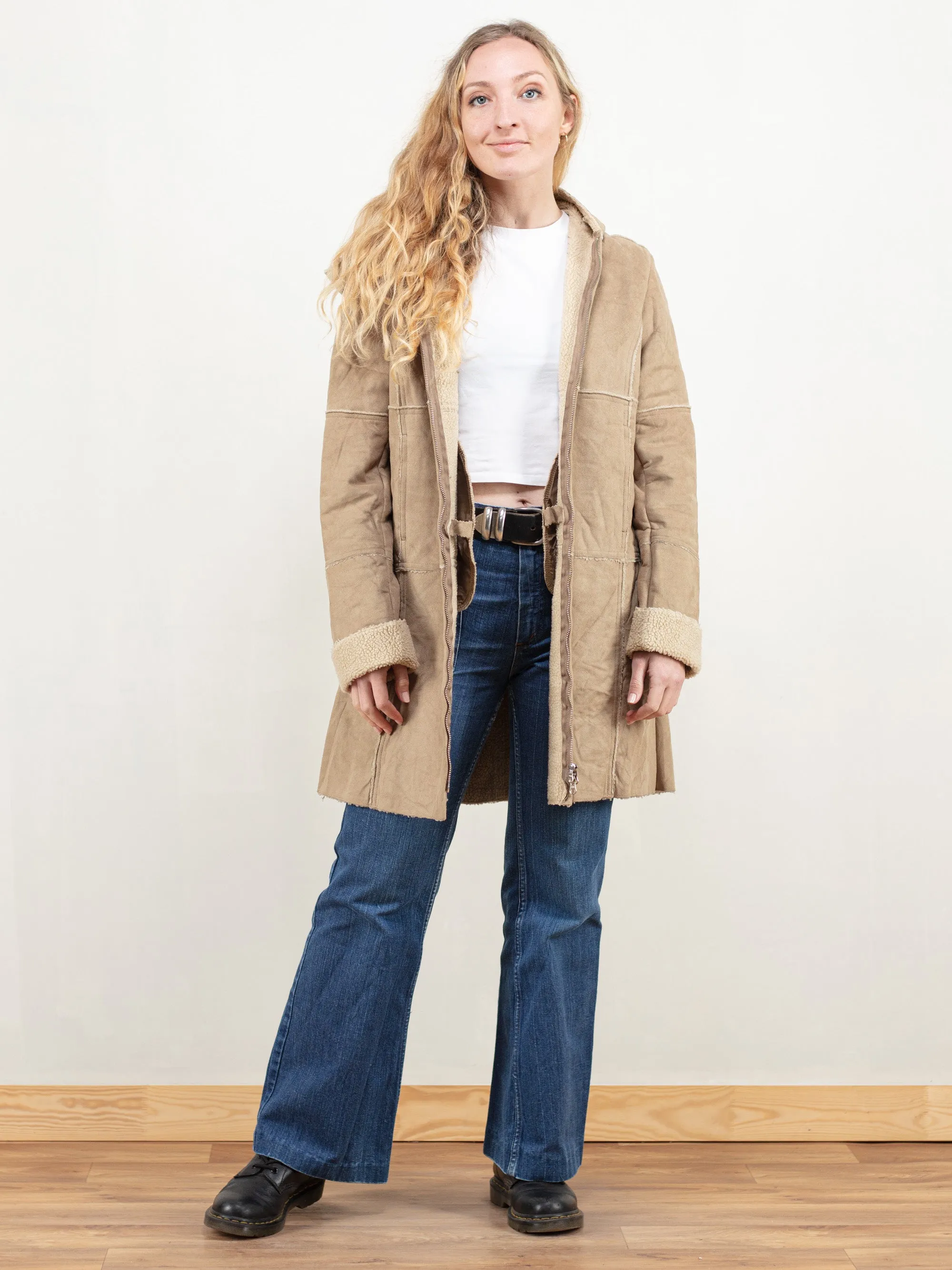 Vintage 90's Women Beige Sherpa Coat