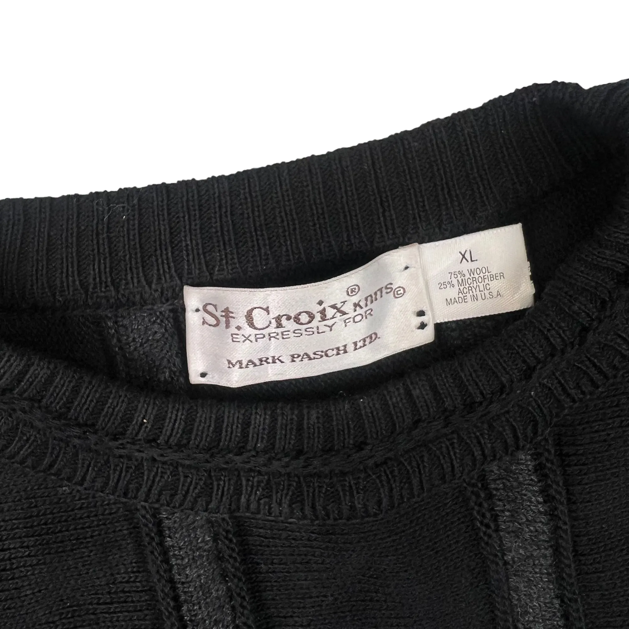 Vintage St. Croix Wool Roundneck Knitted Sweater Black Multicoloured