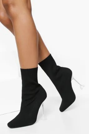 Wide Width Pyramid Heel Knitted Sock Boot