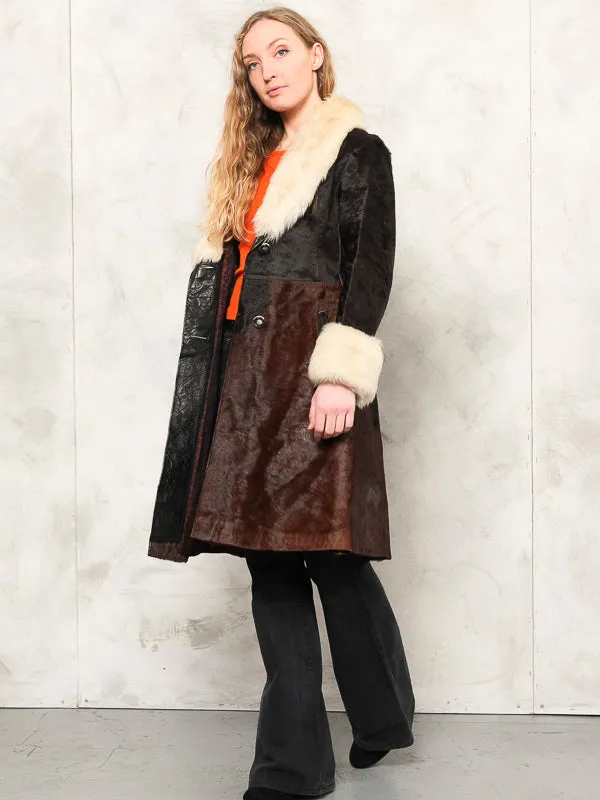 Women Vintage 70's Pony Leather Coat